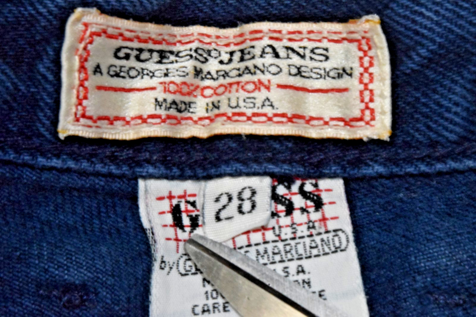 VTG Guess Jeans G Marciano 25 x 32 80s Navy Blue Wash High Waist Taper Made USA