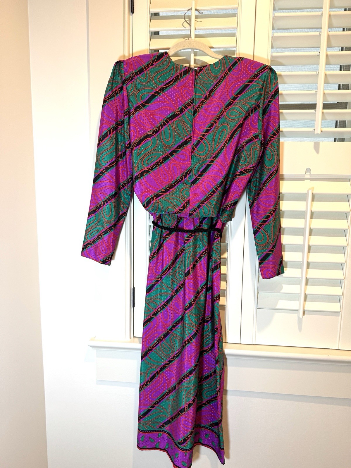 Toni Todd Dress Vintage Union Made Women’s Size 12 Tassel Belt Long Sleeve