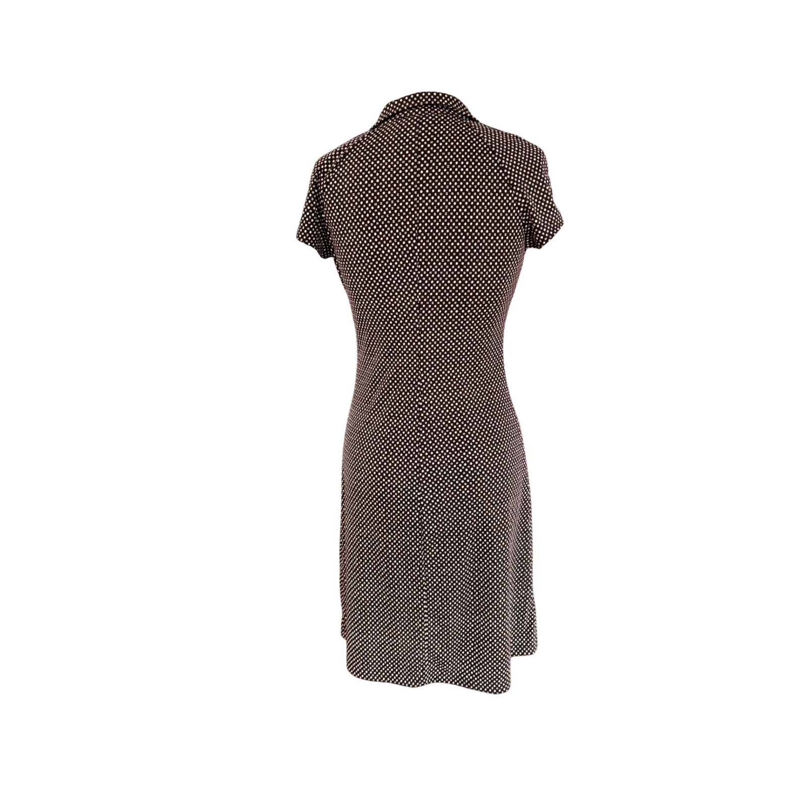Polka Dot Geometric Byer Too! Collared Empire Waist Dress Small Black Vintage