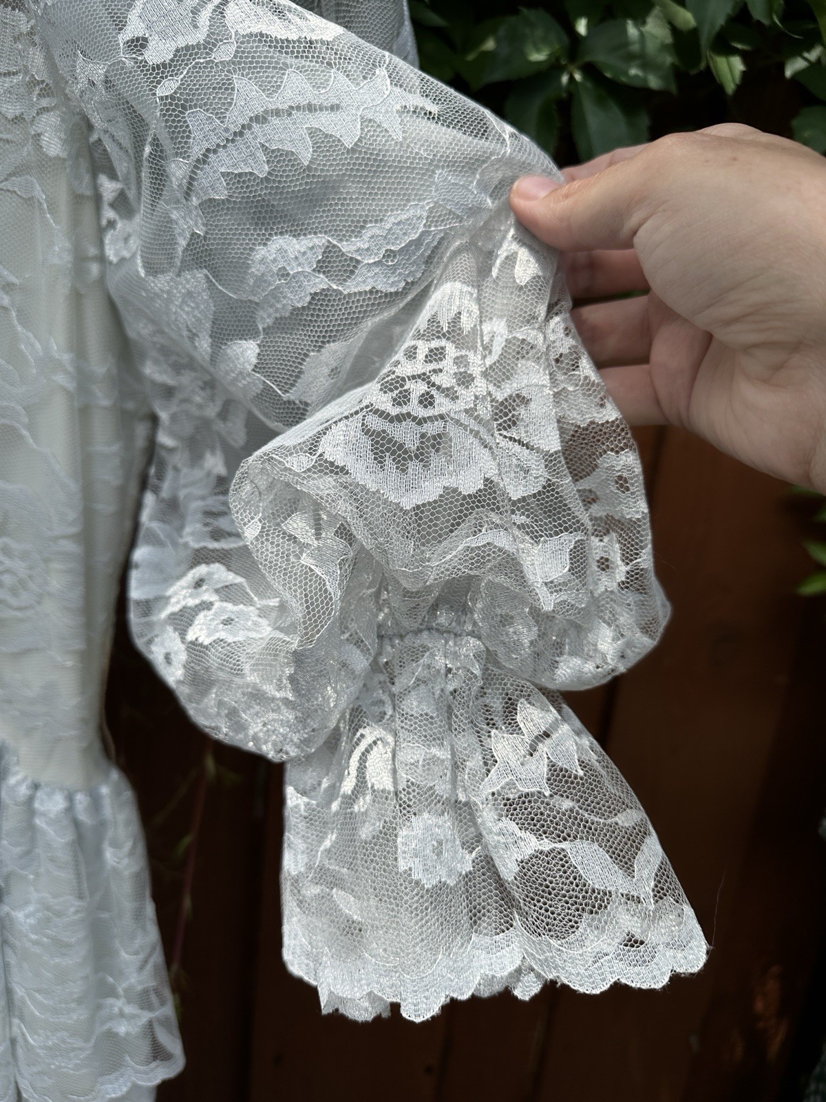 Vintage Cachet By Bari Protas Gray Lace Maxi Dress Size 5/6