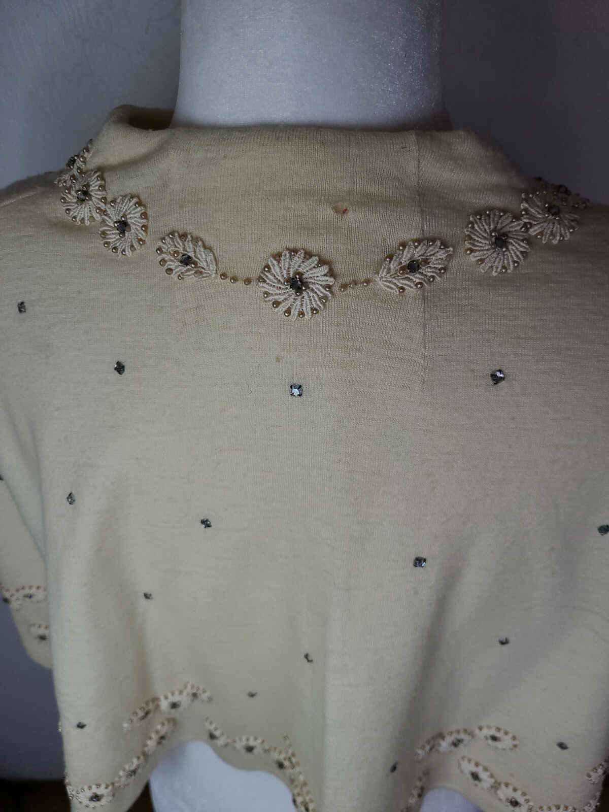 Vintage 1950s Shawl, Cape Or Bolero. Beaded Retro bling mad men house wife