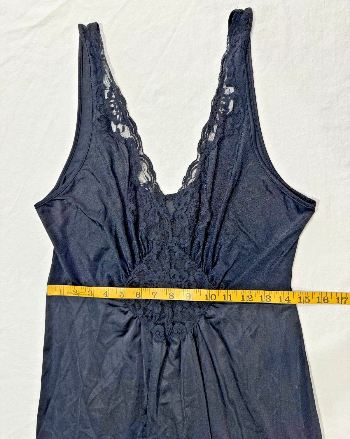 Vintage Vanity Fair Womens Midi Slip Dress Nightgown L Nylon Lace Lingerie Fairy