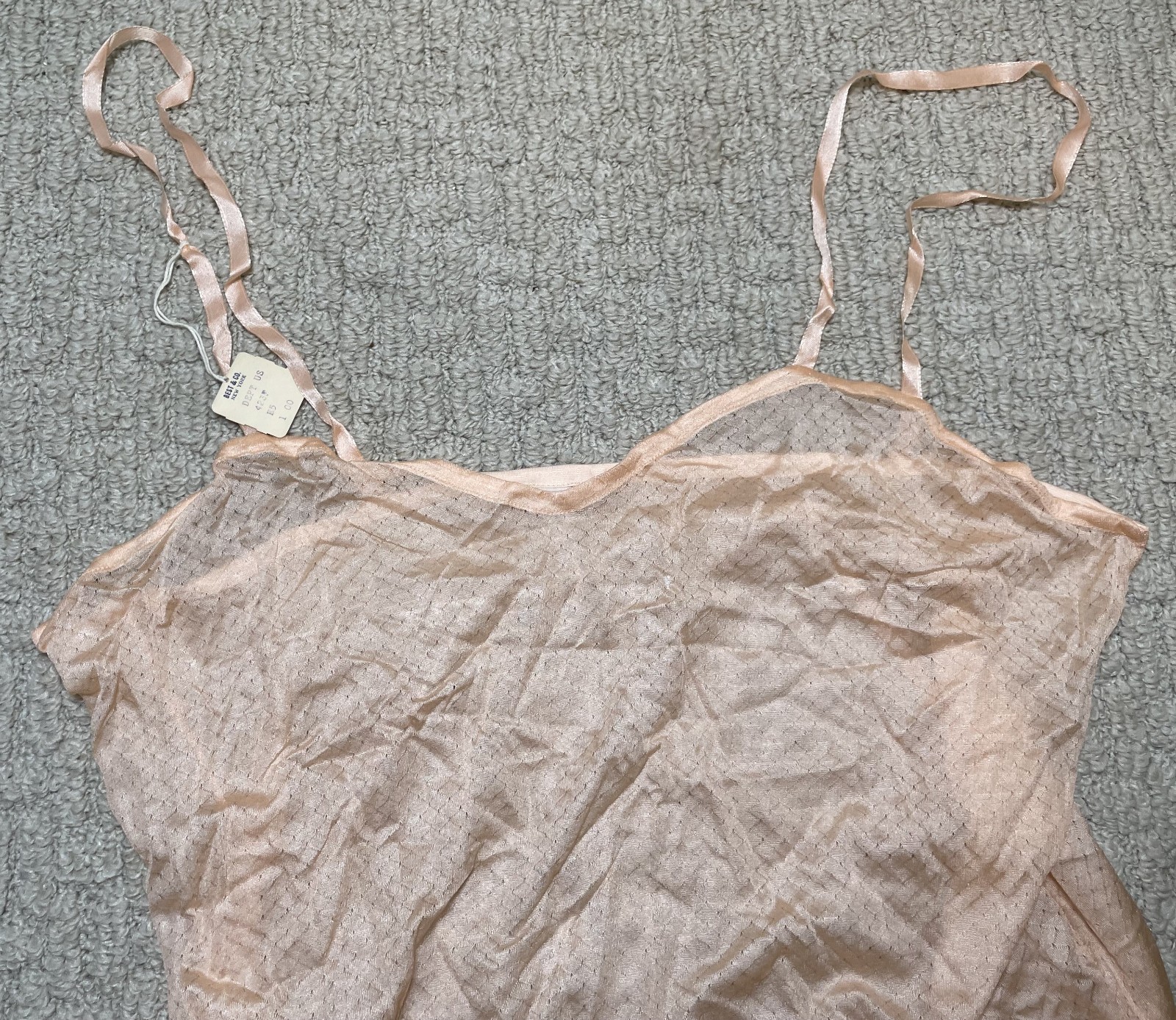 Antique Peachy Pink Pointelle Mini Full Slip S M NOS NWT Lightweight Best & Co