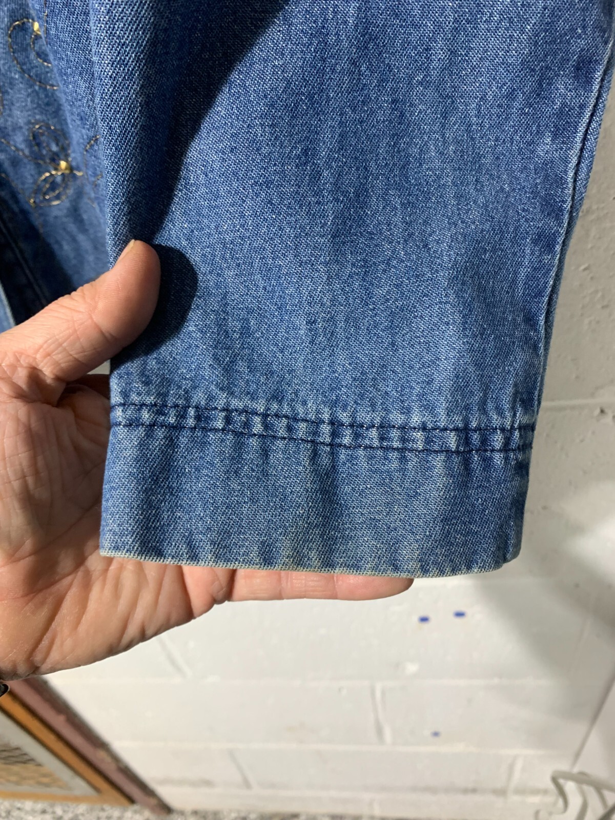 Saint Germain Paris Vintage Blue Denim Jean Jacket Women Large EVC Shacket Shirt