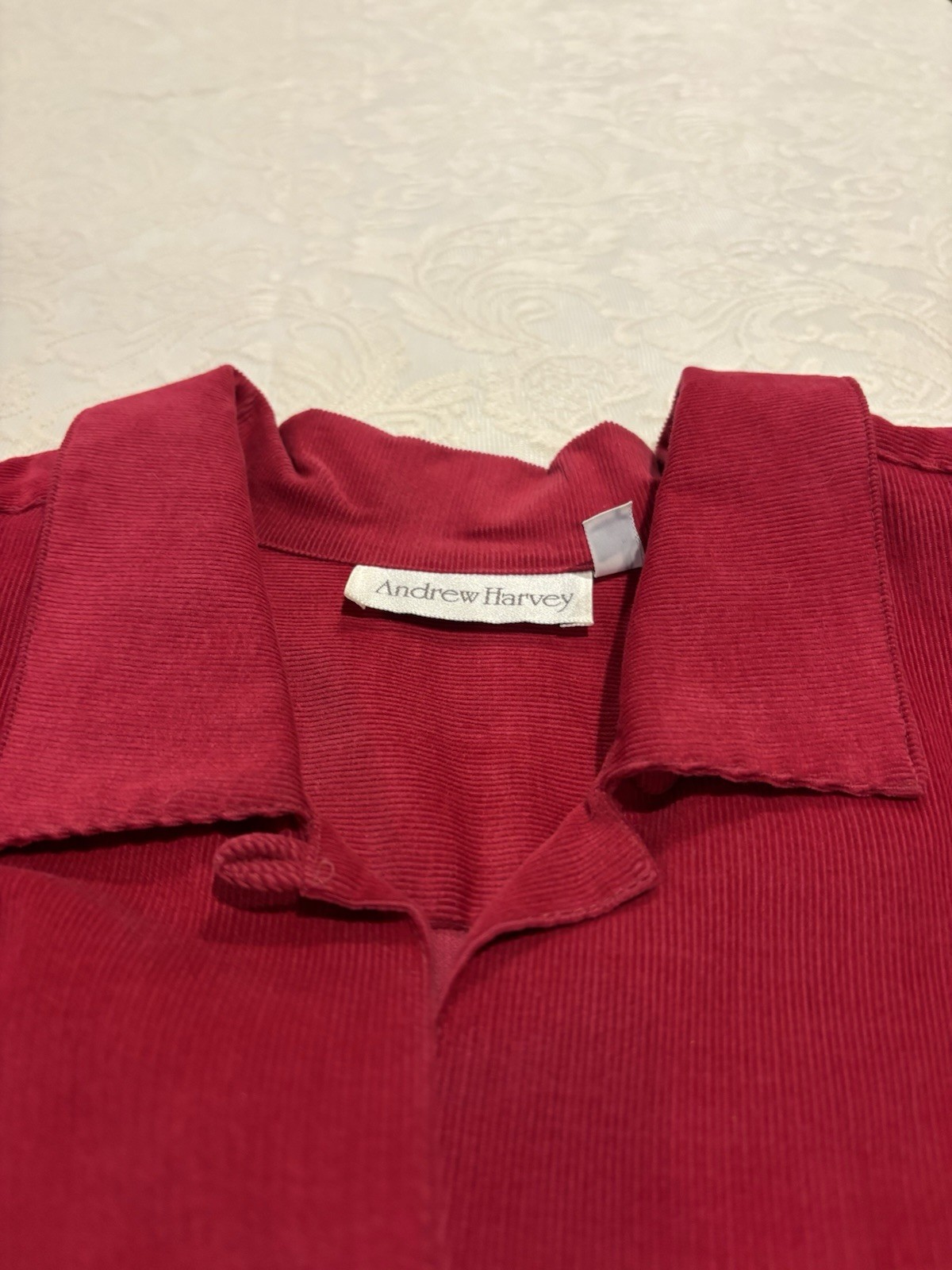 Vintage Andrew Harvey Corduroy Red Long-Sleeve Dress – NWT- Women’s Size 12
