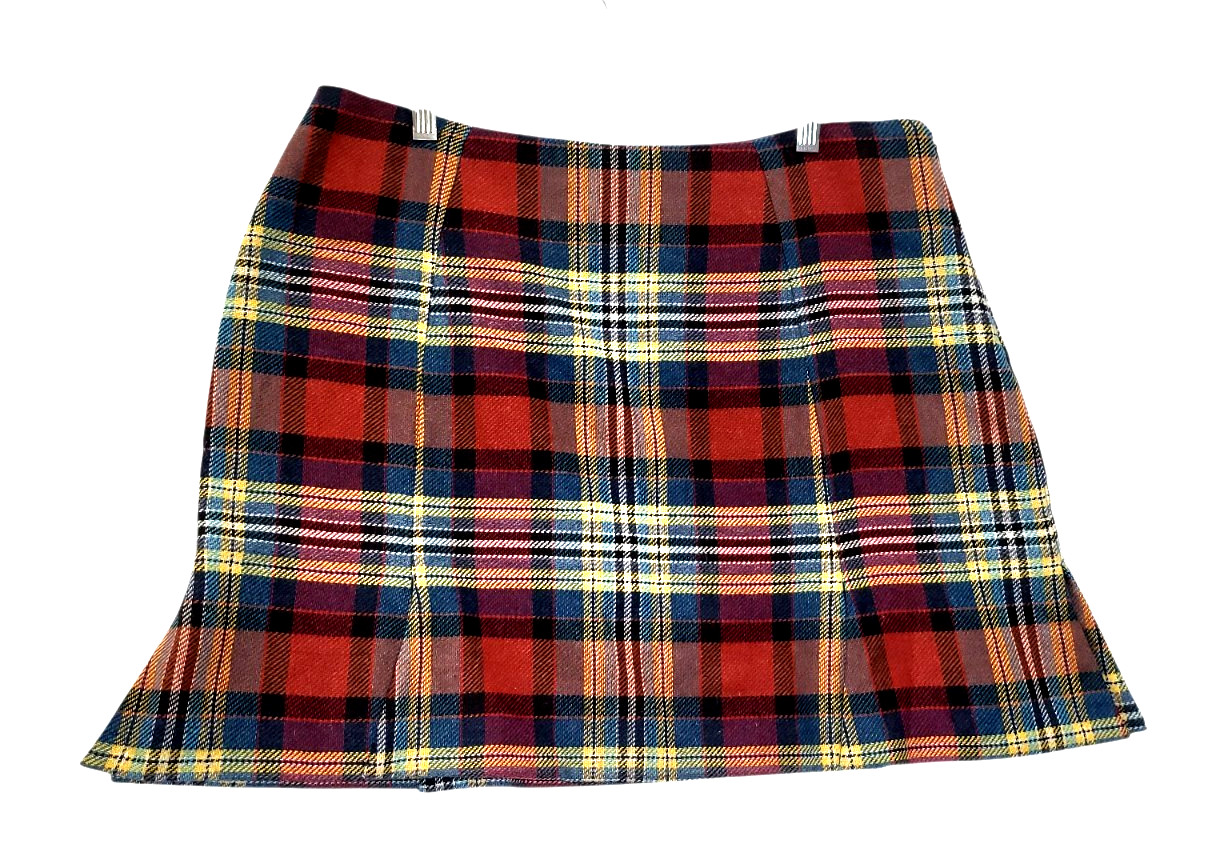 Vintage VIVIENNE WESTWOOD Red Yellow Blue Plaid Wool Blend Women Mini Shirt 50