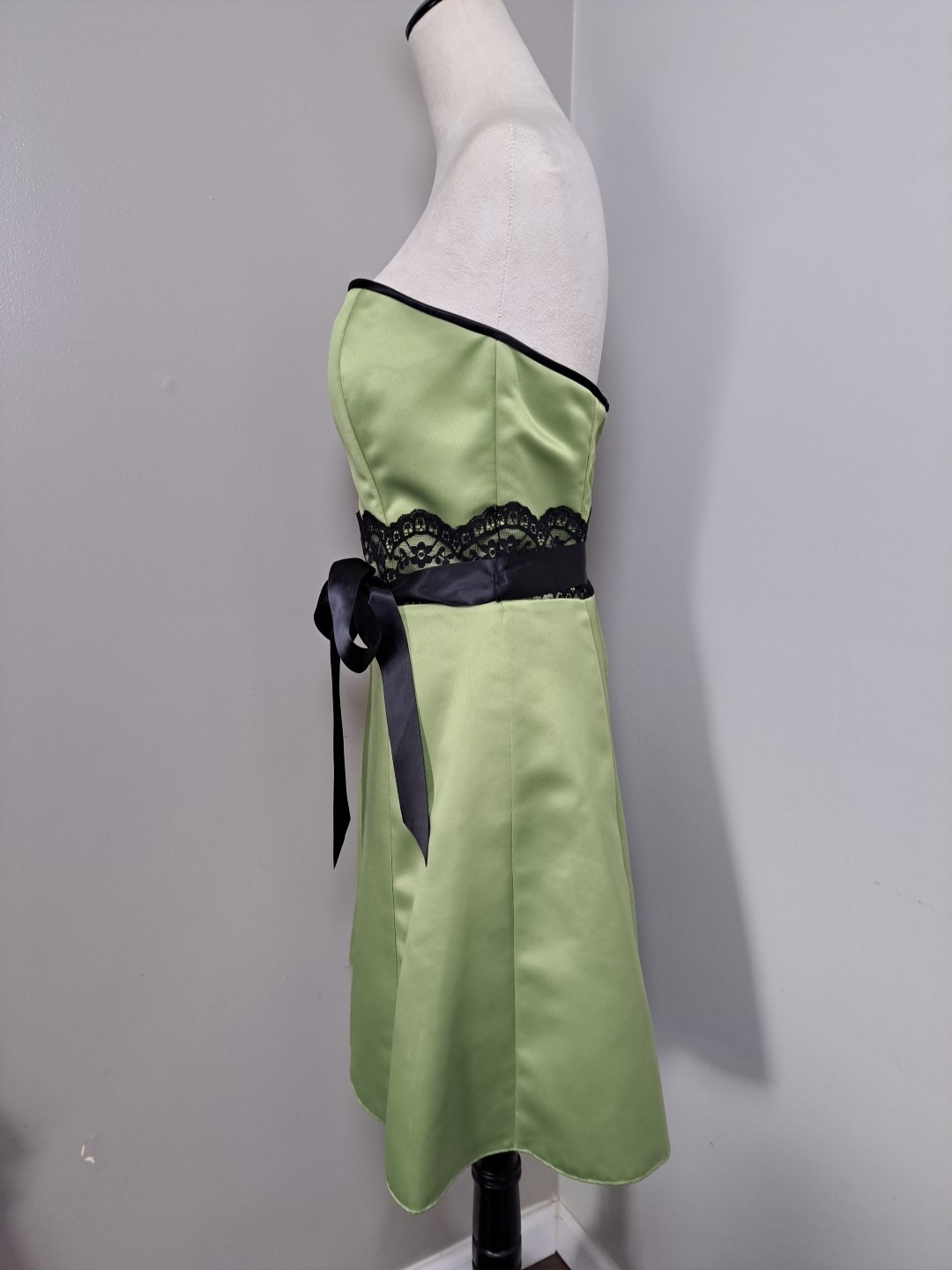 VTG Jessica McClintock Gunne Sax Dress Formal Prom Satin Lace Tulle Lime 9/10