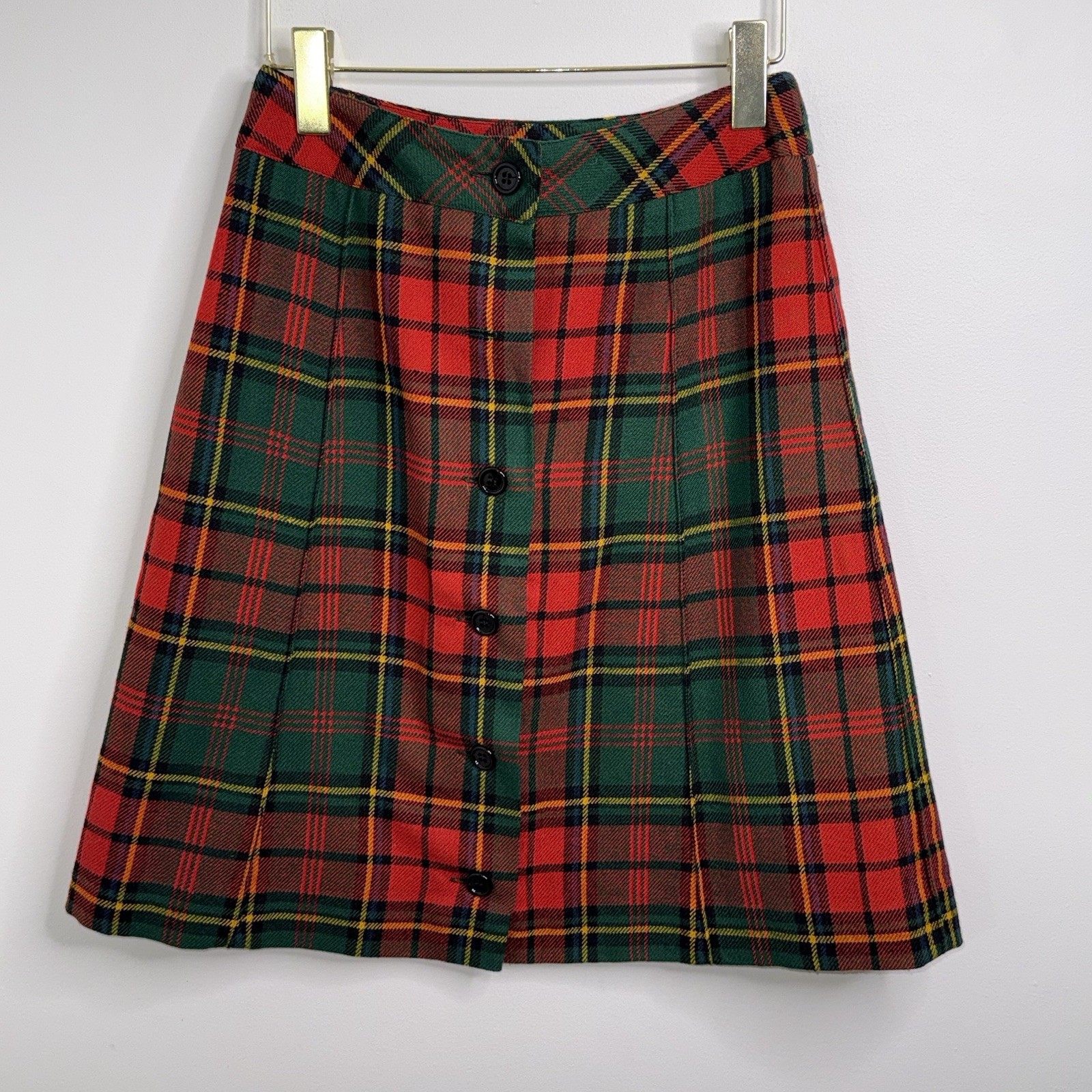 Vtg. Agile Florence Walsh Red Green Plaid Tartan A – Skirt Wool Size 8 Lined