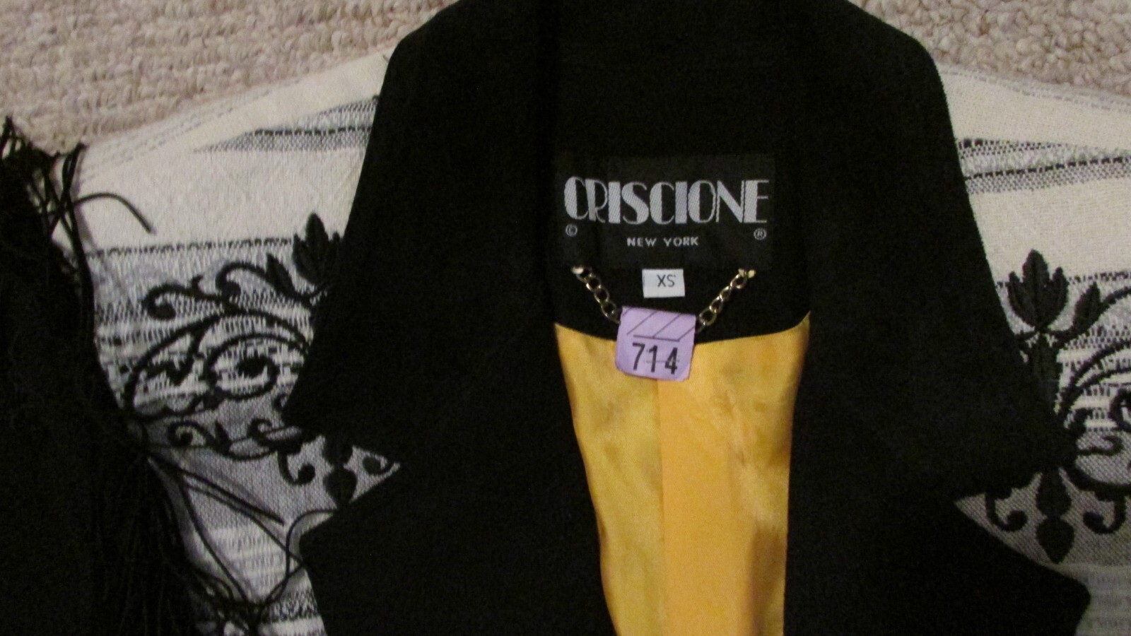 Vintage 80’s Criscione Jacket Black Western Fringed-XS