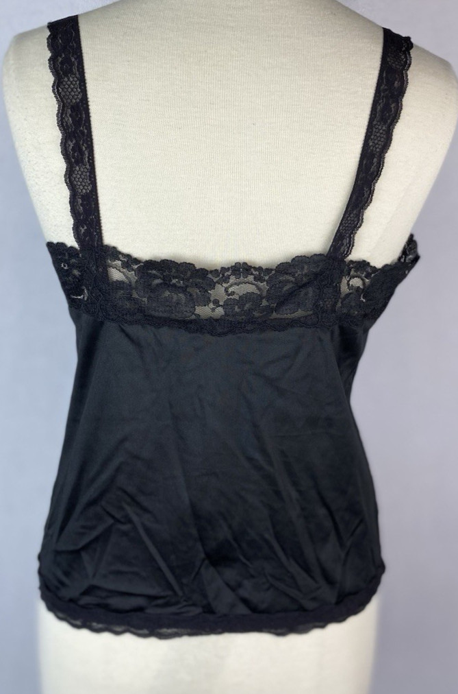 Bradley Black Camisole Top Lace Trim & Straps L/XL See Measurement Missing Tag