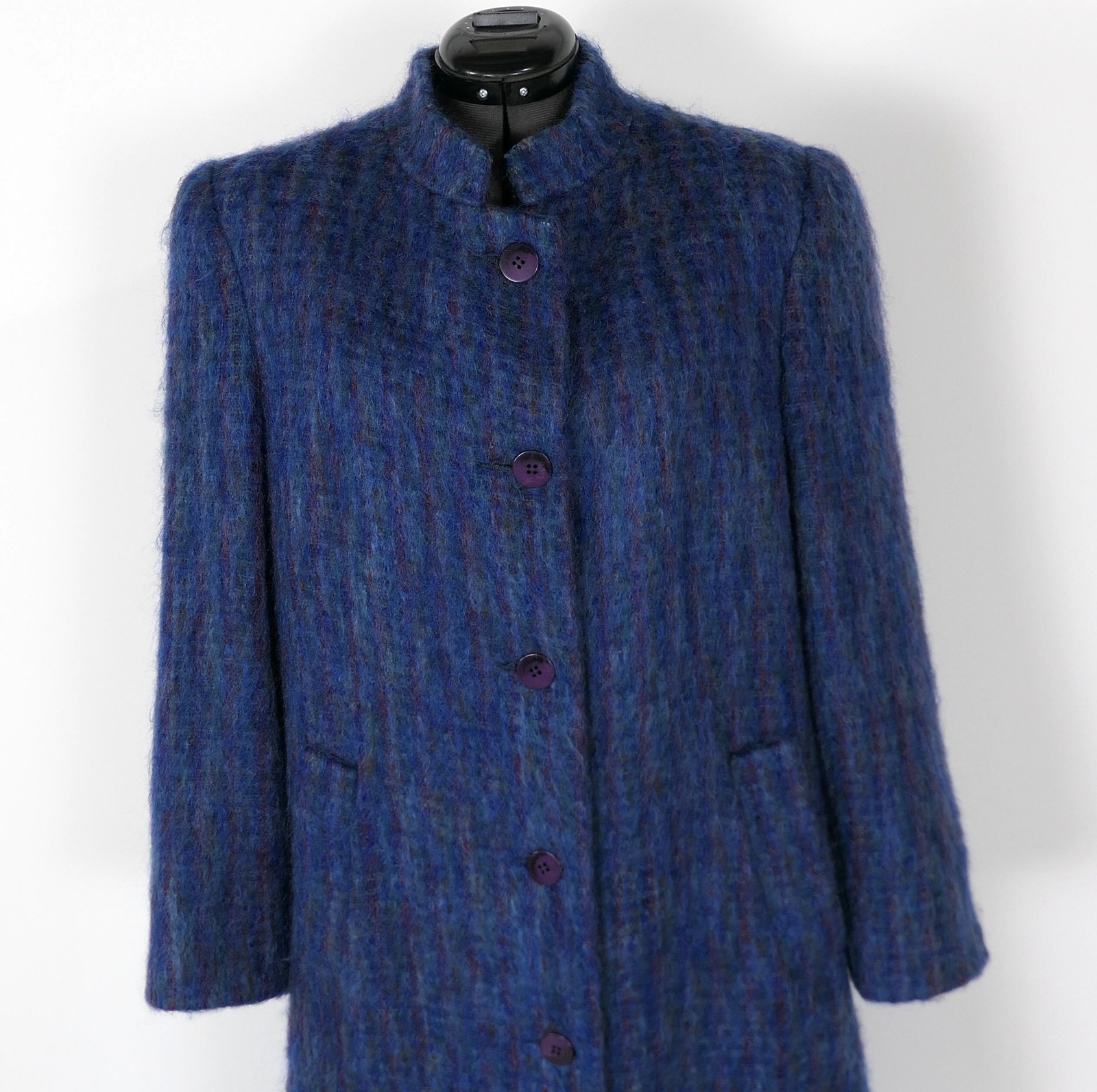 VTG Emily Wetherby Mohair Long Coat Women’s 10 ~ Blue /Purple Fuzzy Cozy USA 60s