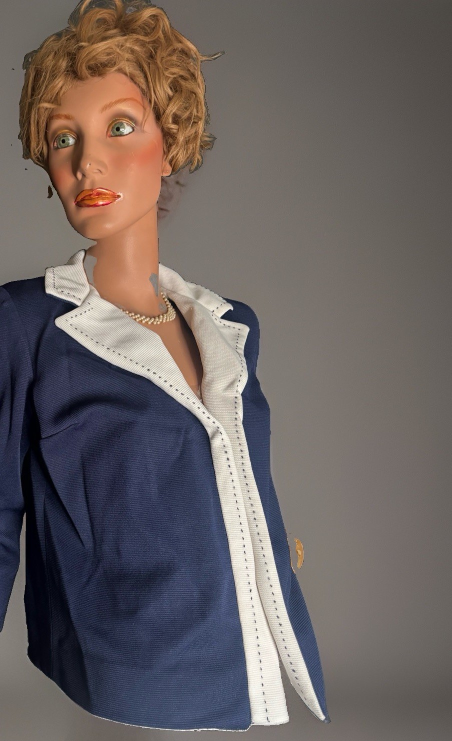 VTG 60-70’s Jo Jr Dallas Women’s Navy Blue Cropped Nautical Mod Jacket/Blazer M