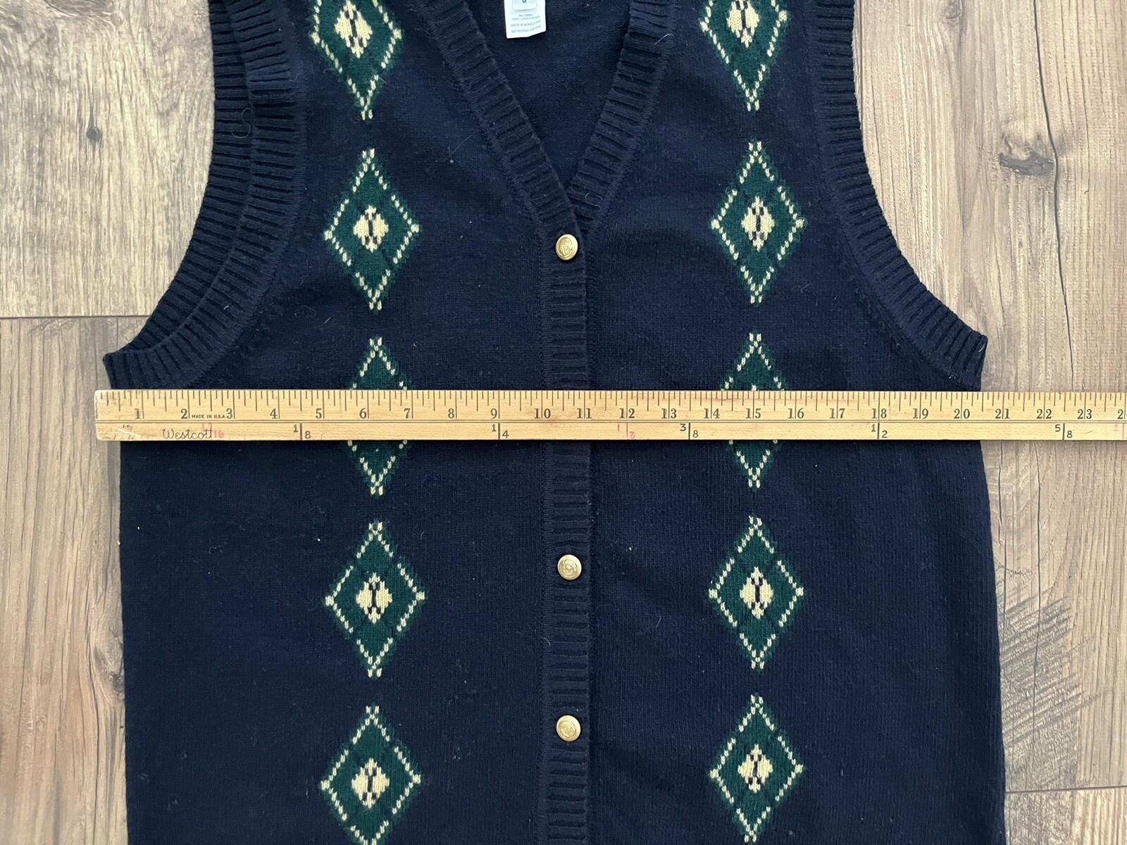 Pendleton Vintage Lambs Wool Vest Med Womens Dark Blue Geometric Medium