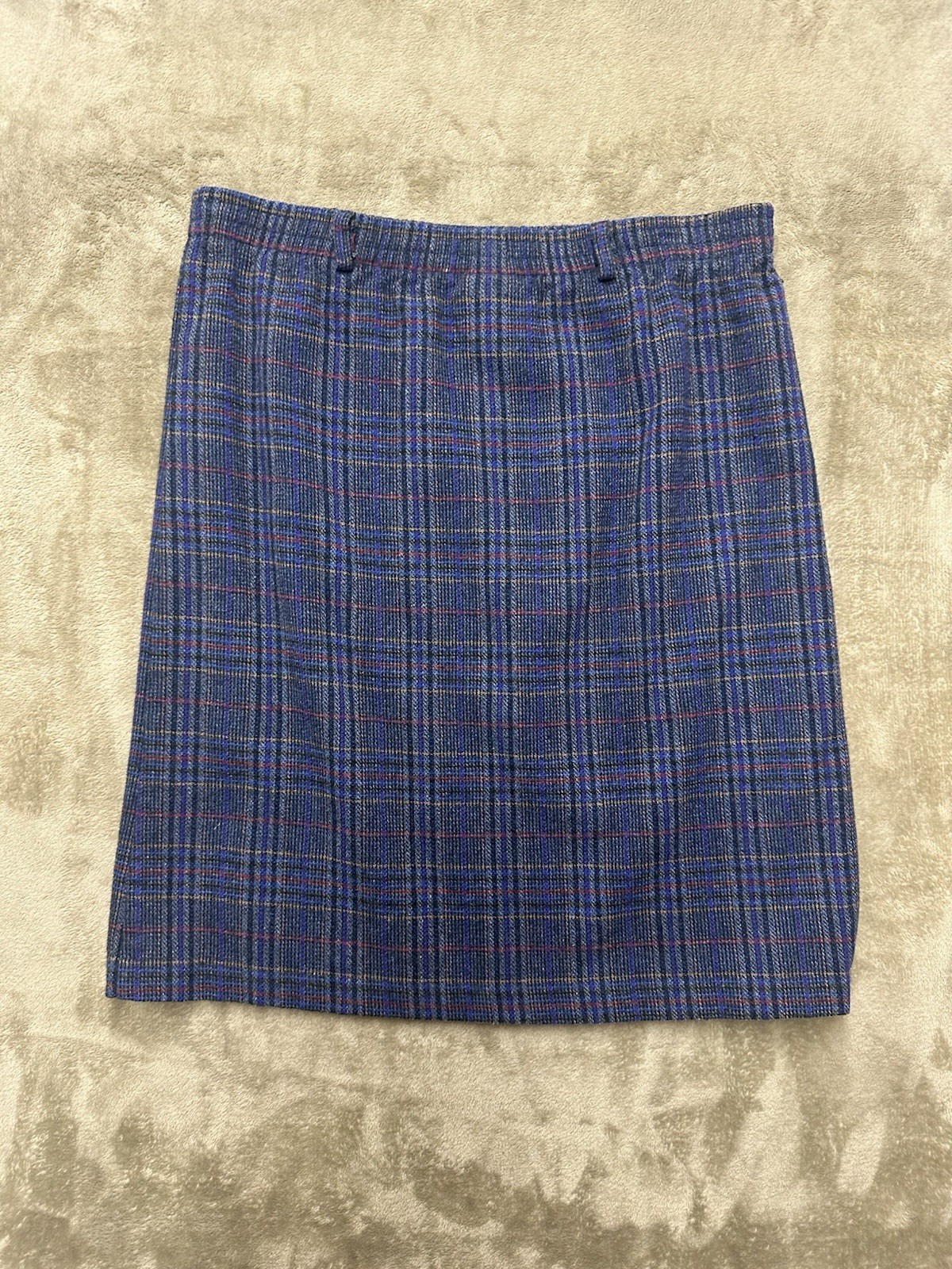 Vintage Skirt Katie Brooke Brown Plaid Wool Blend Lined Pencil size 8