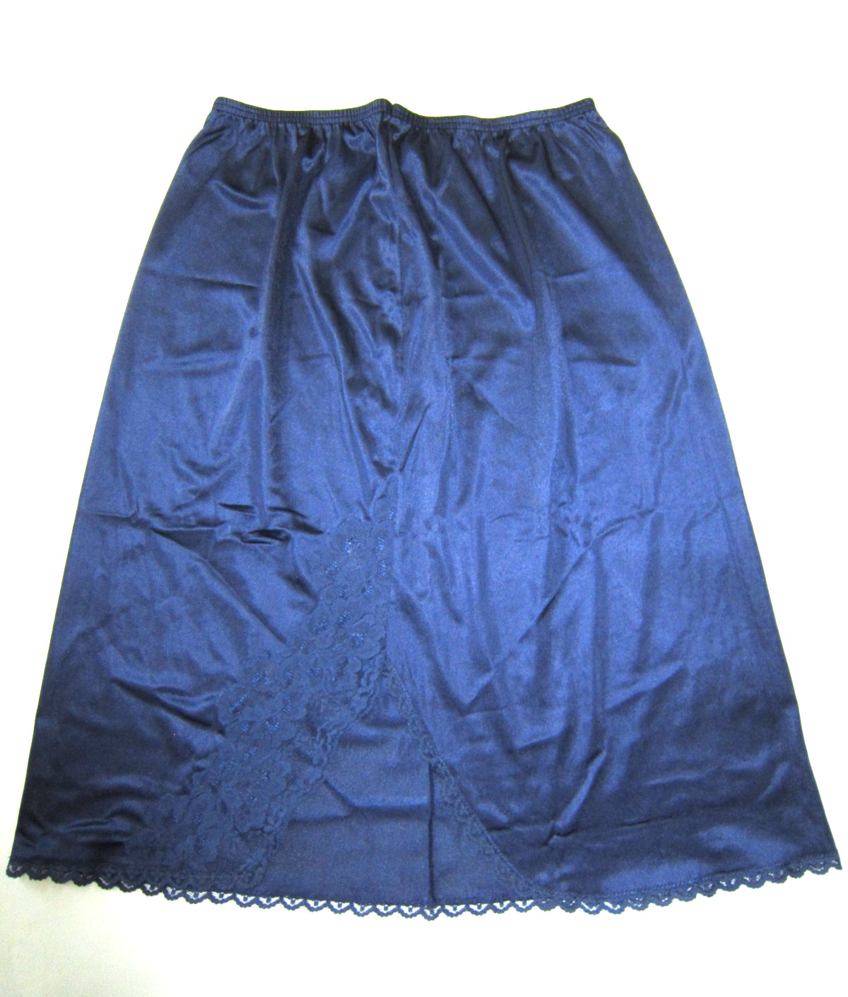 VINTAGE Body Lites For JC Penney SATIN SLIT Floral Lace NYLON Silky Half Slip M