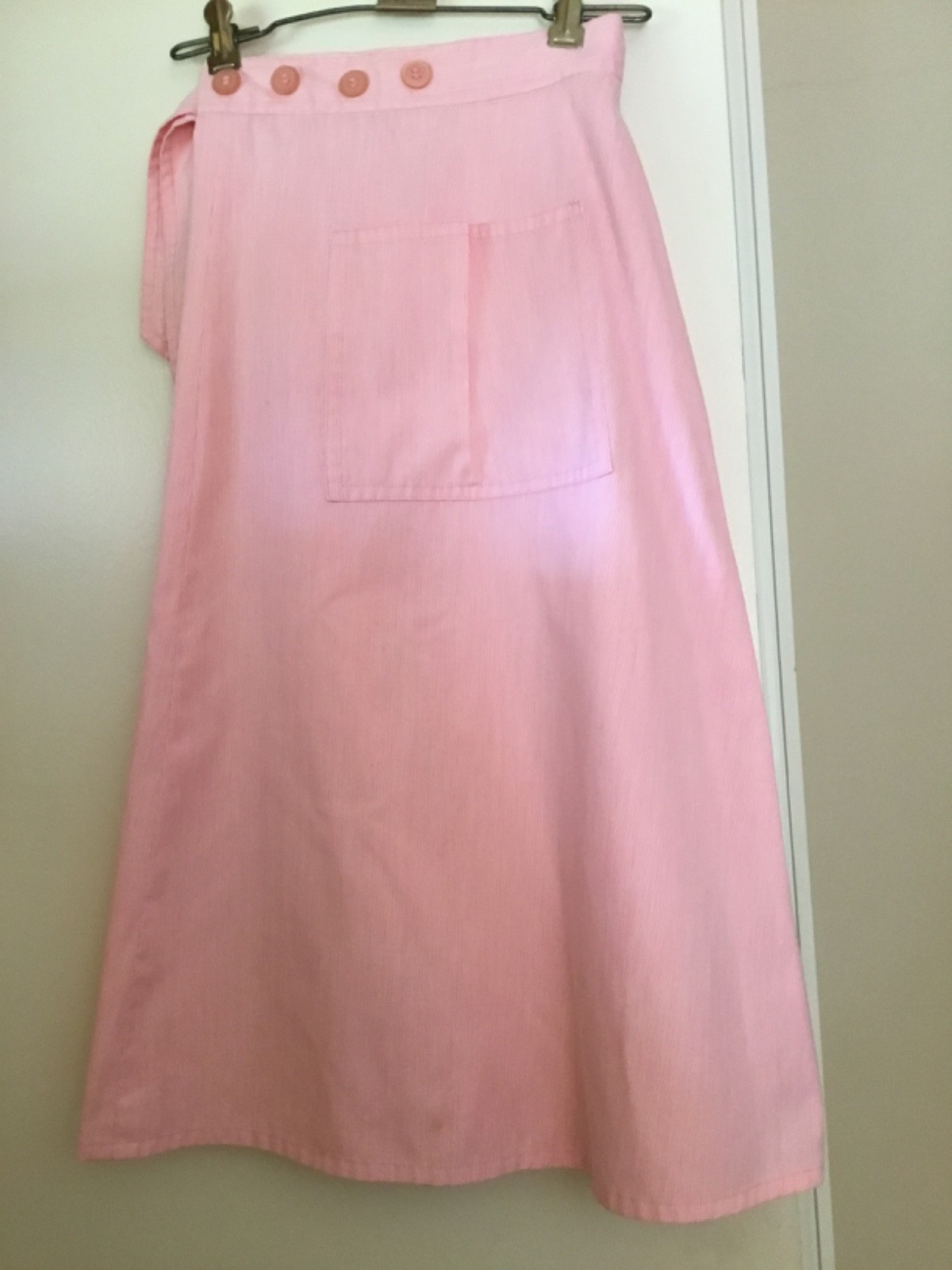 VTG 60s 70s Pink Striped Wrap Midi Skirt w Pockets Lombardi of Hartford – LARGE