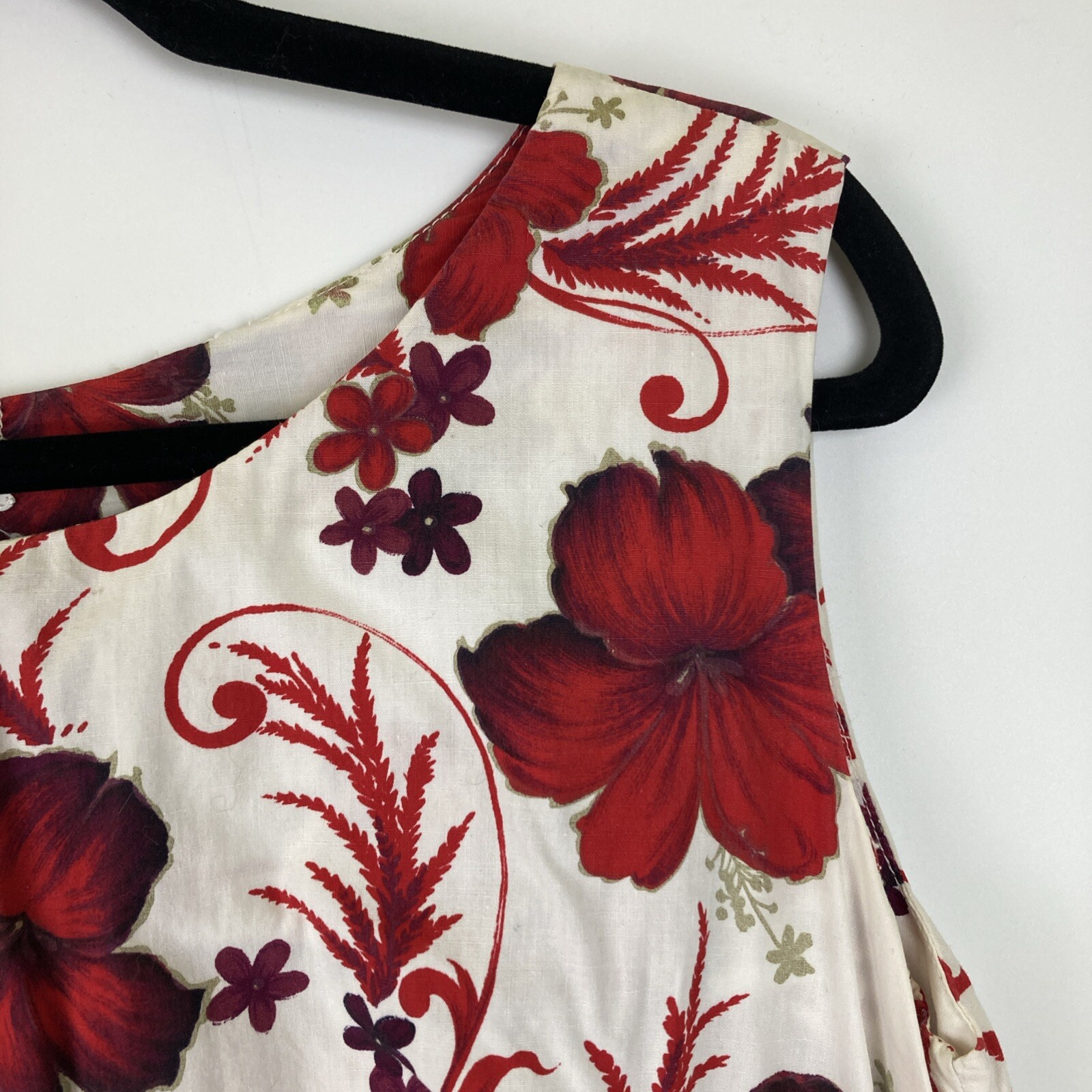 Vintage Hookano Hawaii Floral Dress Size Large 1960s Rust White Made In USA