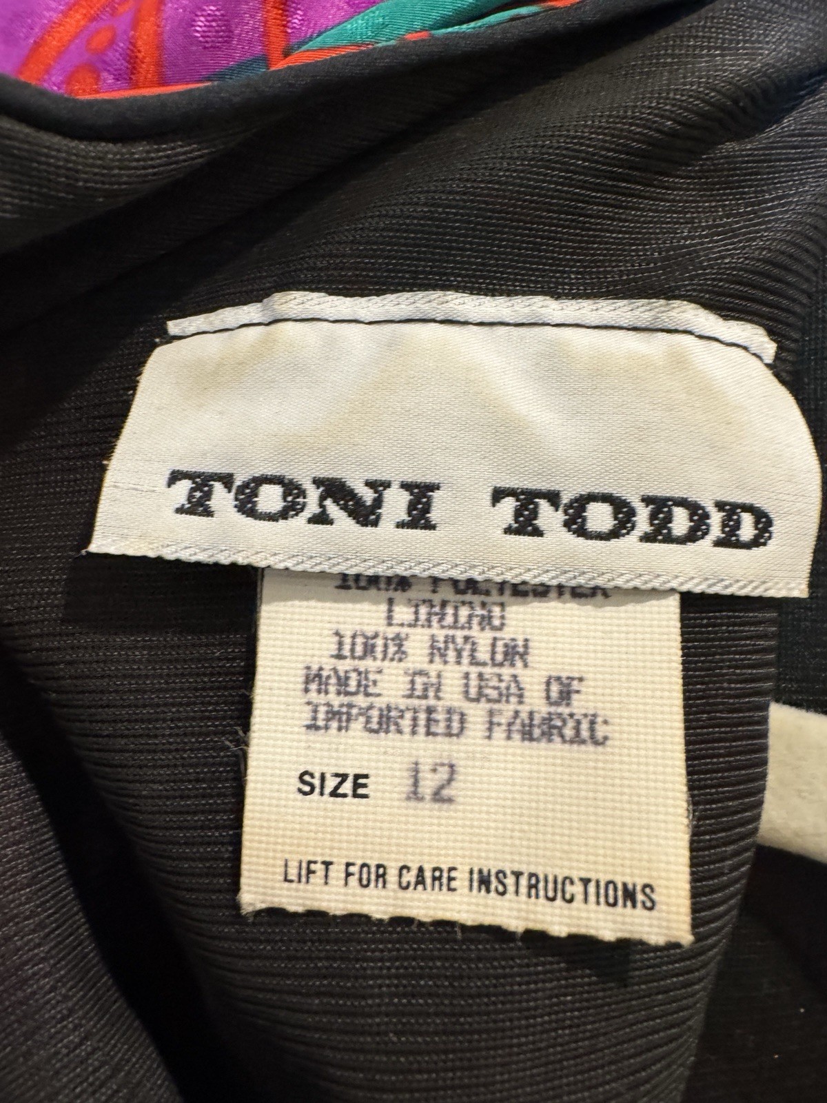 Toni Todd Dress Vintage Union Made Women’s Size 12 Tassel Belt Long Sleeve