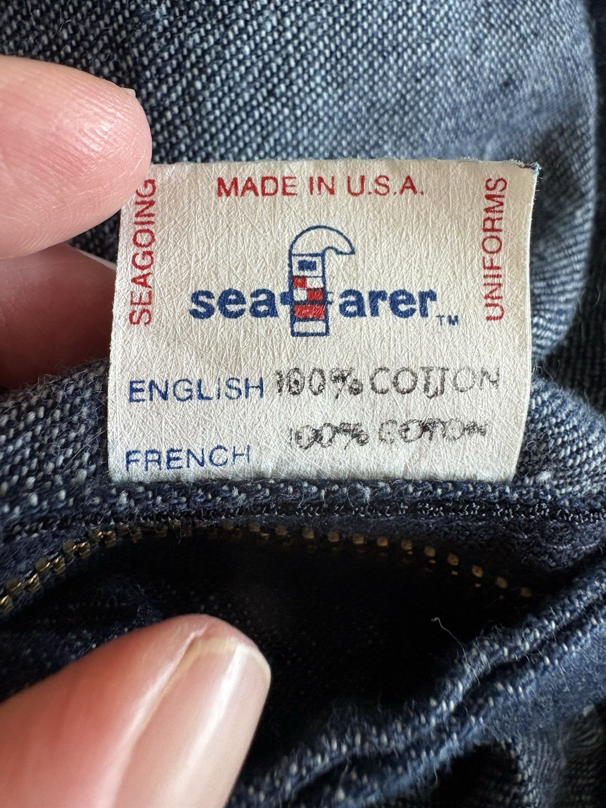 Vintage Seafarer US Navy Utility Sailor Blue Denim Bell Bottom Jeans 30” x 27”