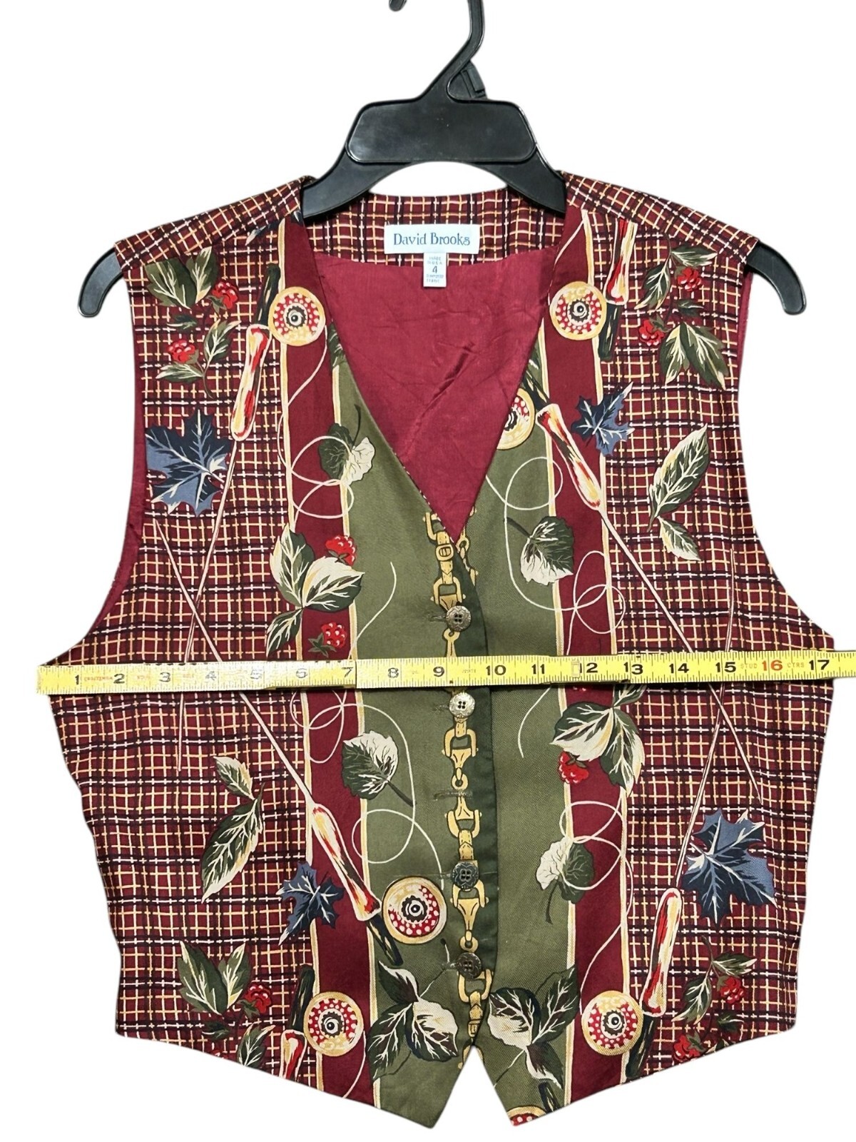 VTG David Brooks Womens Size 4 Plaid Skirt & Vest Set W Floral Details Wrap Zip