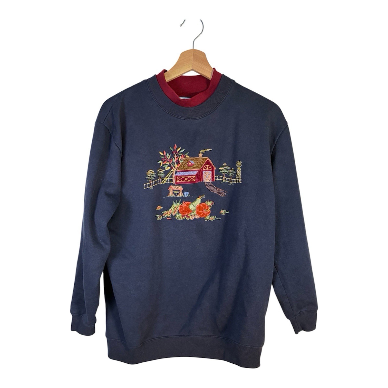 Vintage 90s Bobbie Brooks Fall Farm Pumpkin Sweatshirt Pullover Medium