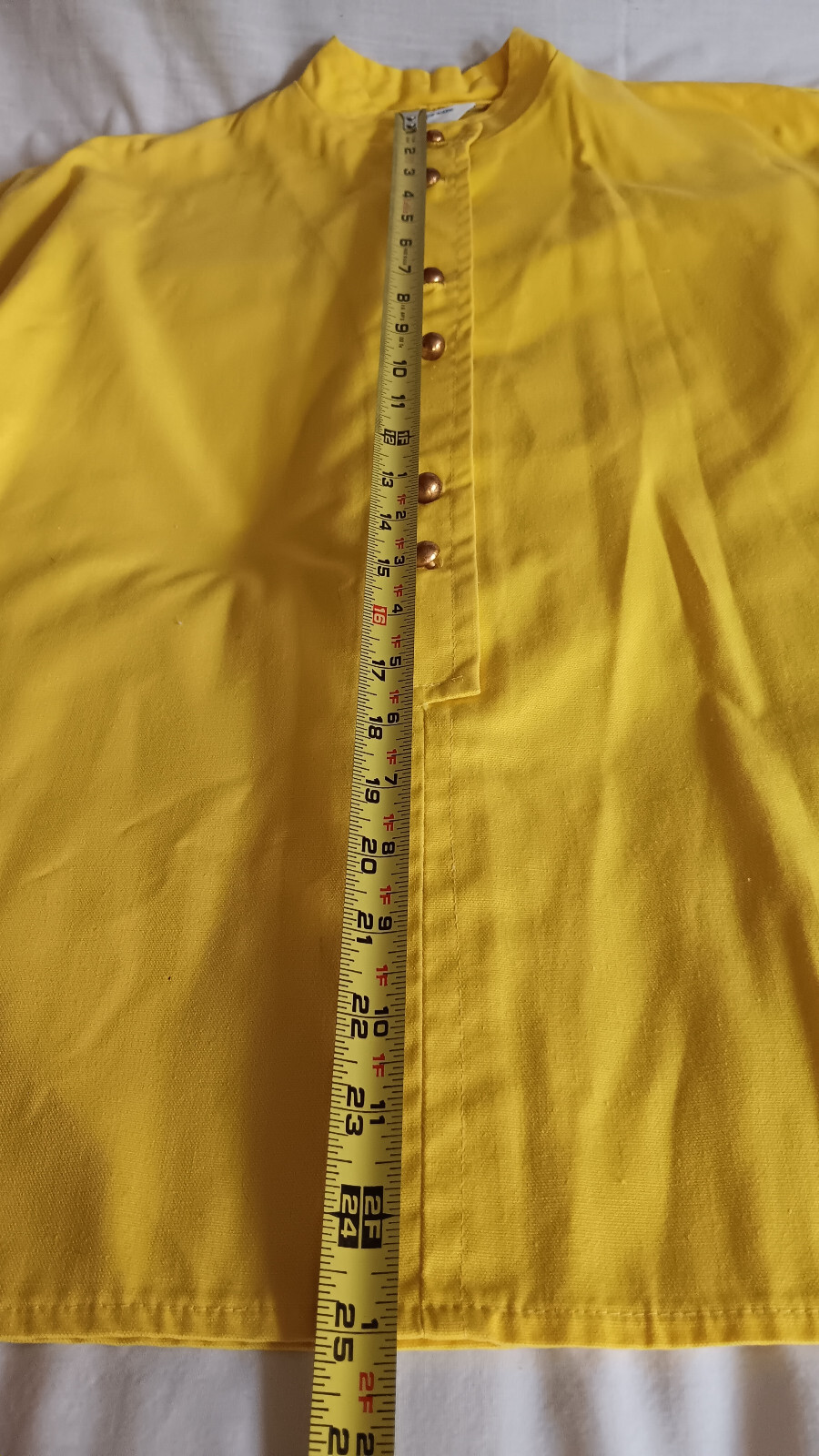 VINTAGE C. 1969 SEARS BRIGHT SUN YELLOW WOMENS SZ SML TUNIC SHIRT PULLOVER GOOD