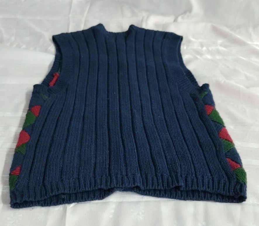 BOXER & WELLS ANGOLA SWEATER VINTAGE WOMENS NAVY GREEN CRANBERRY HEAVY RIBBED