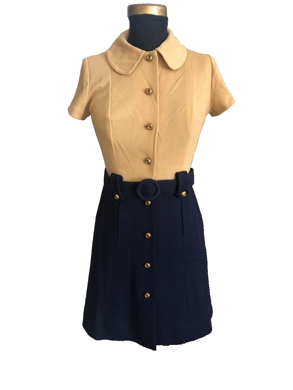 Vintage Joseph Magnin Collection Schoolgirl Dress Retro Short Sleeve 70s XS