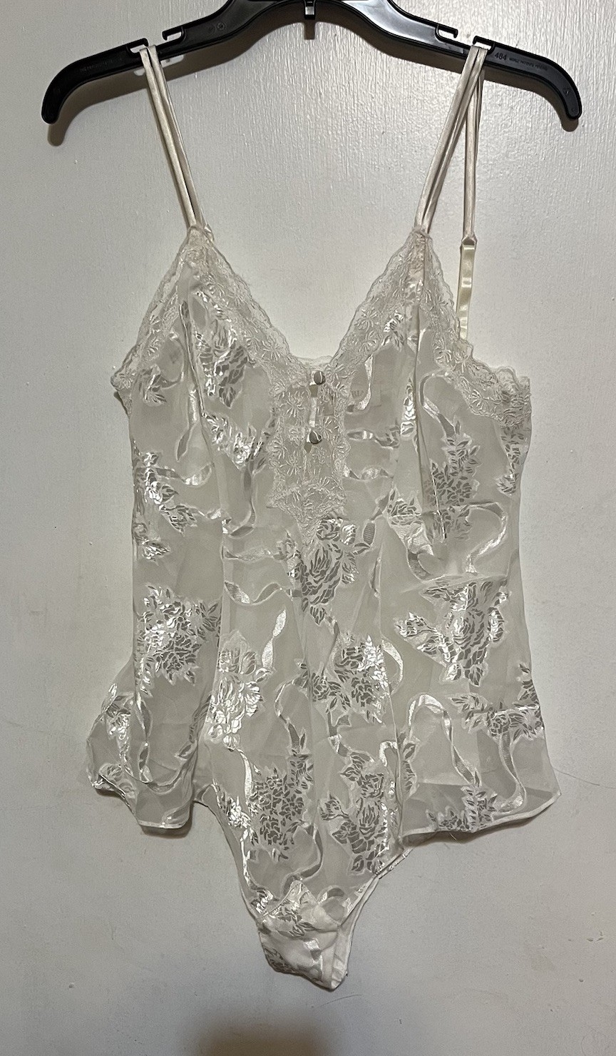 Vtg 90s Victorias Secret Romper Playsuit Lace White Coquette Wedding NO SIZE TAG