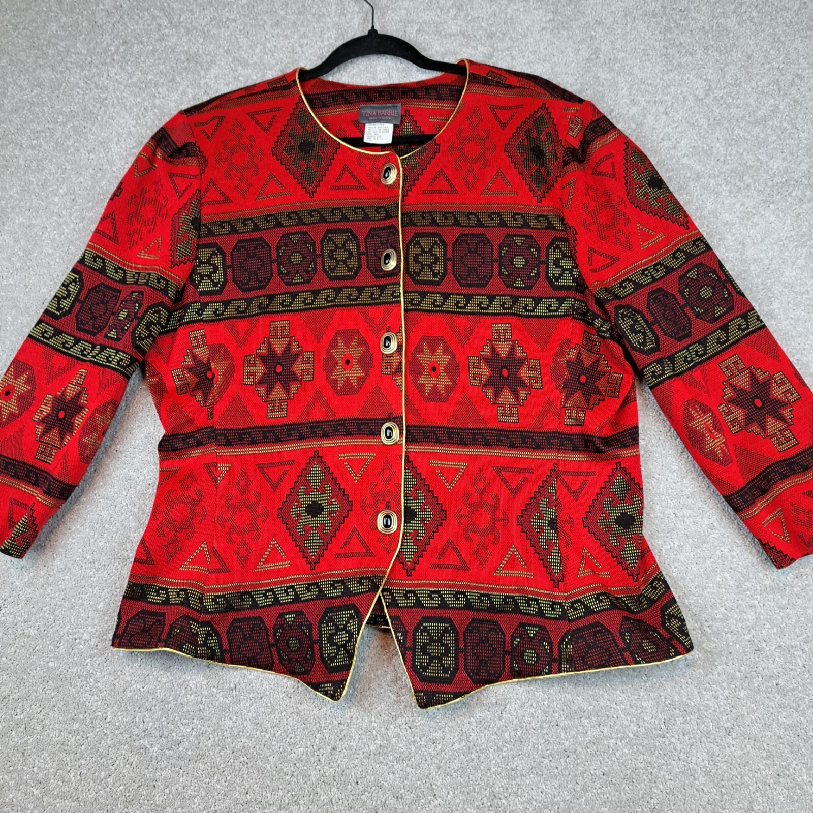 Vintage Tina Barrie Size 18 Black Red Gold Boho Vintage Hippie Retro Y2K Western
