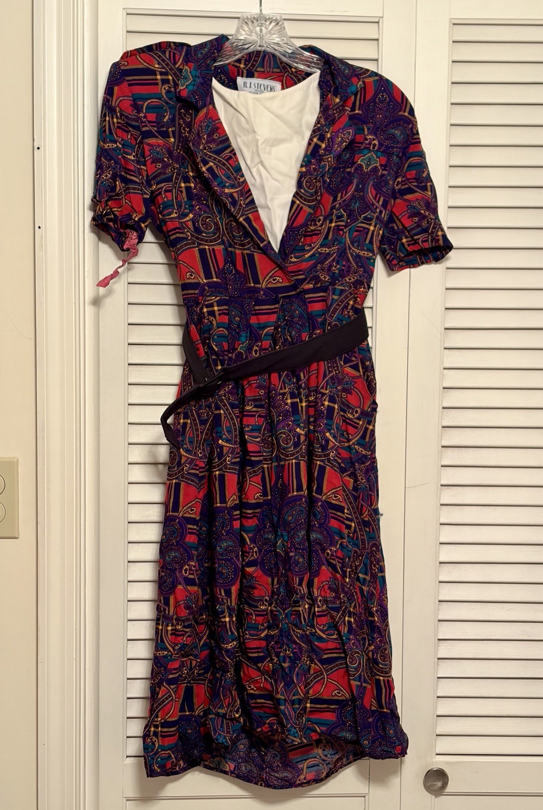 80s RJ Stevens By Carol Escritor Paisley Midi Dress Size 4 Petite VTG