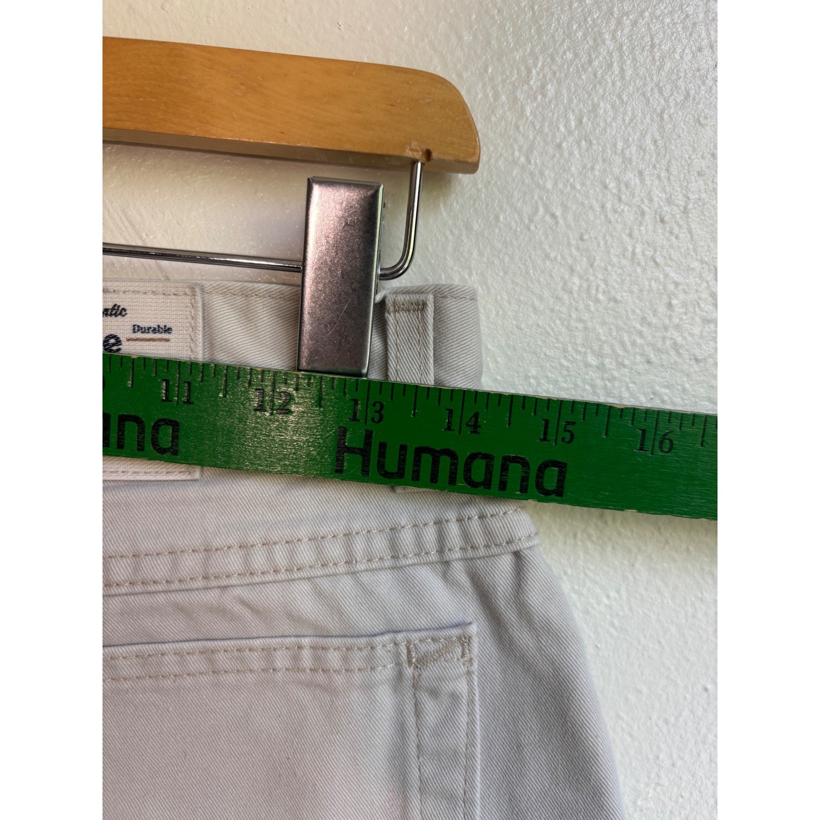 Vintage Lee Dungarees Cant Bust Em Khaki Shorts Women 7/28 High Rise Made in USA