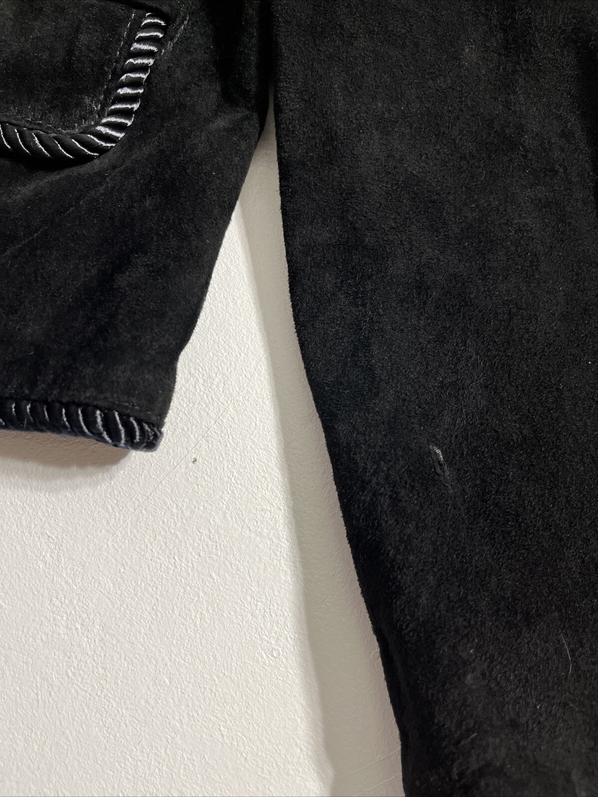 Vtg Evan Davies Suede Button Front „Chanel Old Money” Look Jacket Black Sz 6