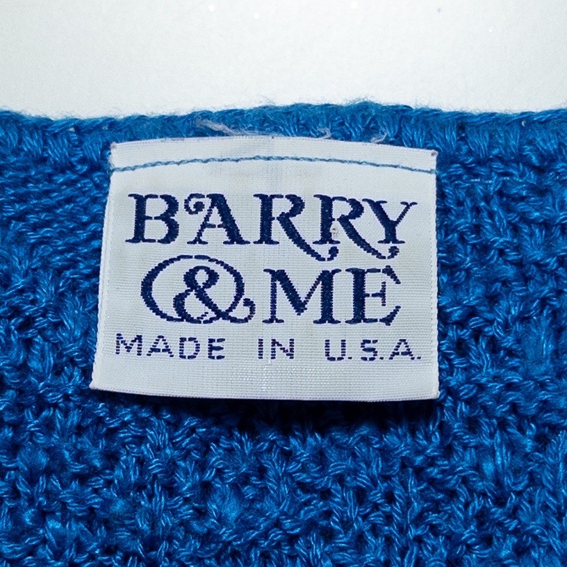 Vtg Barry & Me Sweater Womens One Size Blue Short Sleeve Textured Cottagecore