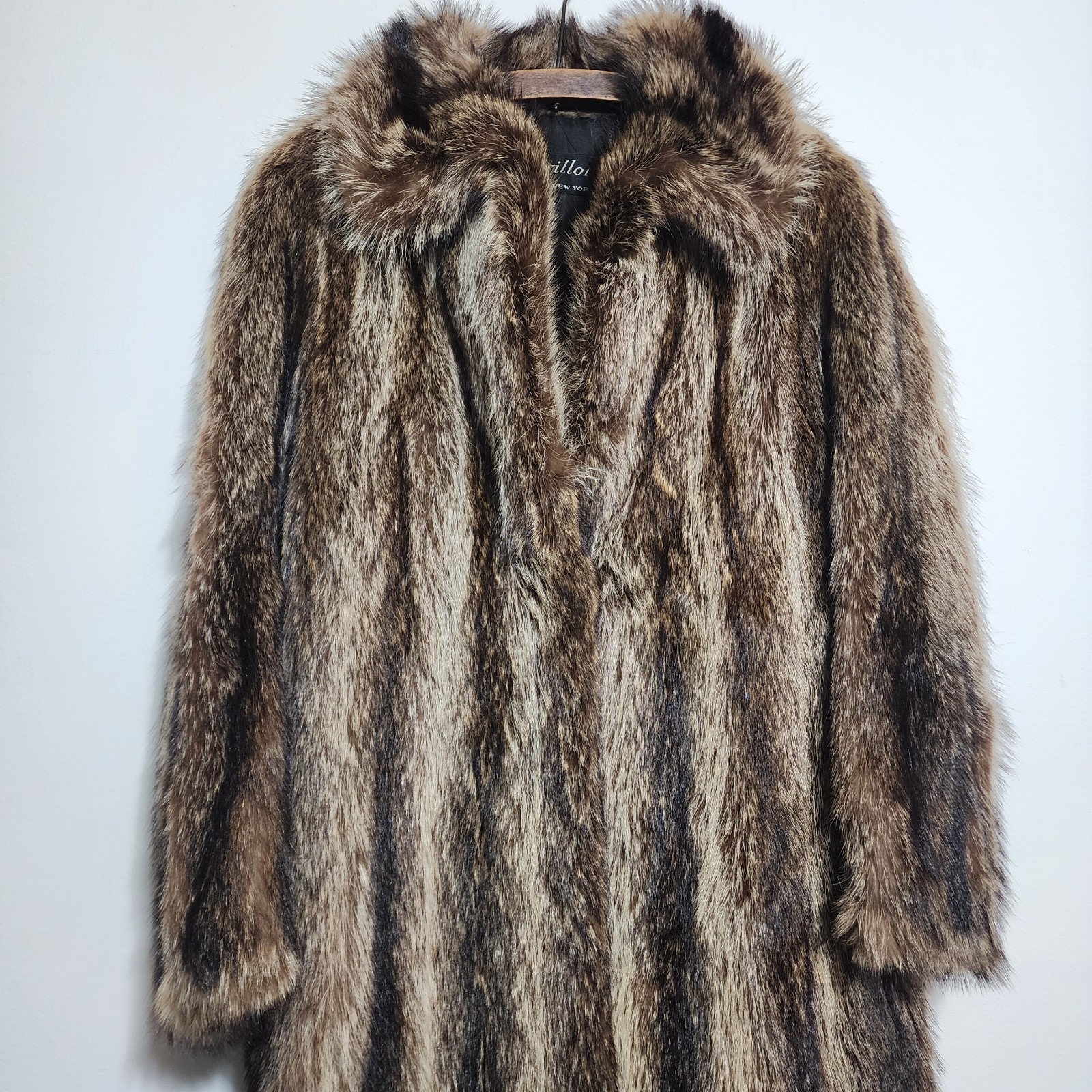 Vintage Revillon Frères Saks Fifth Mob Wife Raccoon Fur Coat Full Length Luxury