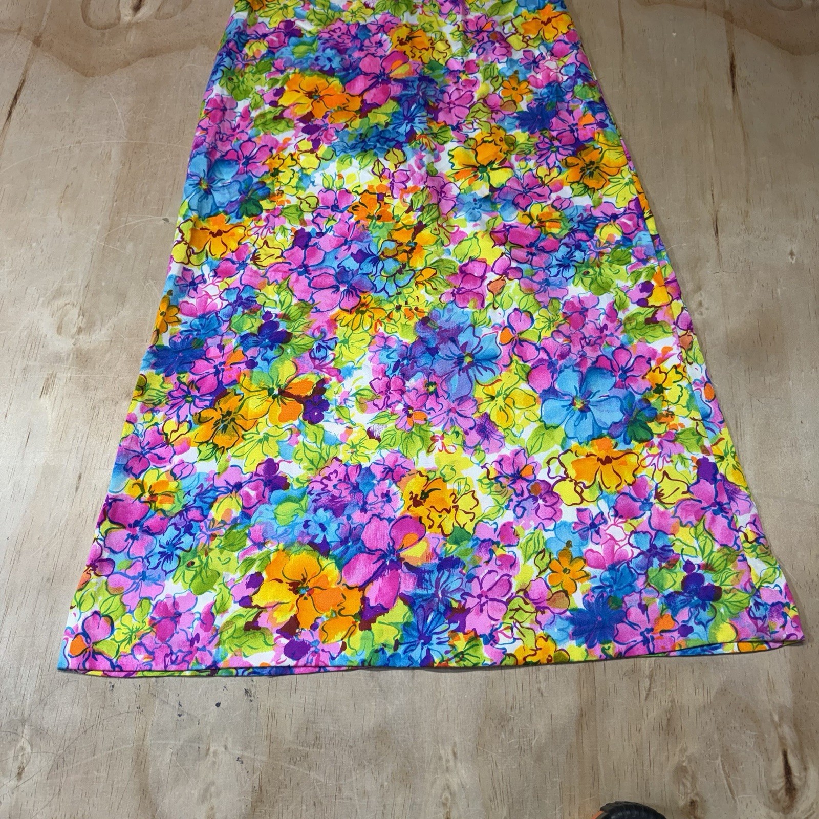 Vintage 1970s Kiyomi of Hawaii Floral Maxi Dress Cold Shoulder Slit Sleeve