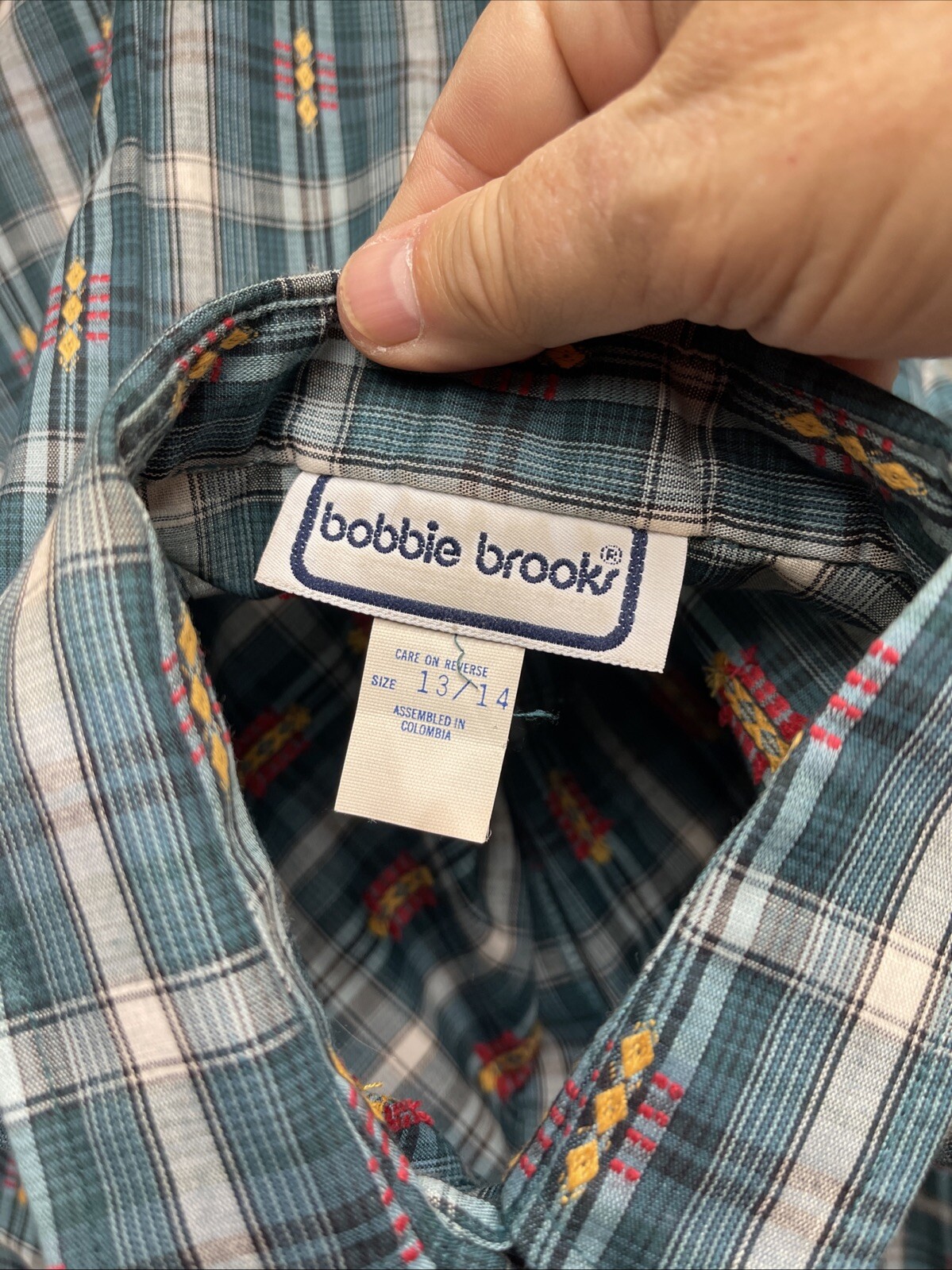 Juniors Vintage 1970s Bobbie Brooks Plaid Blouse Shirt 13/14