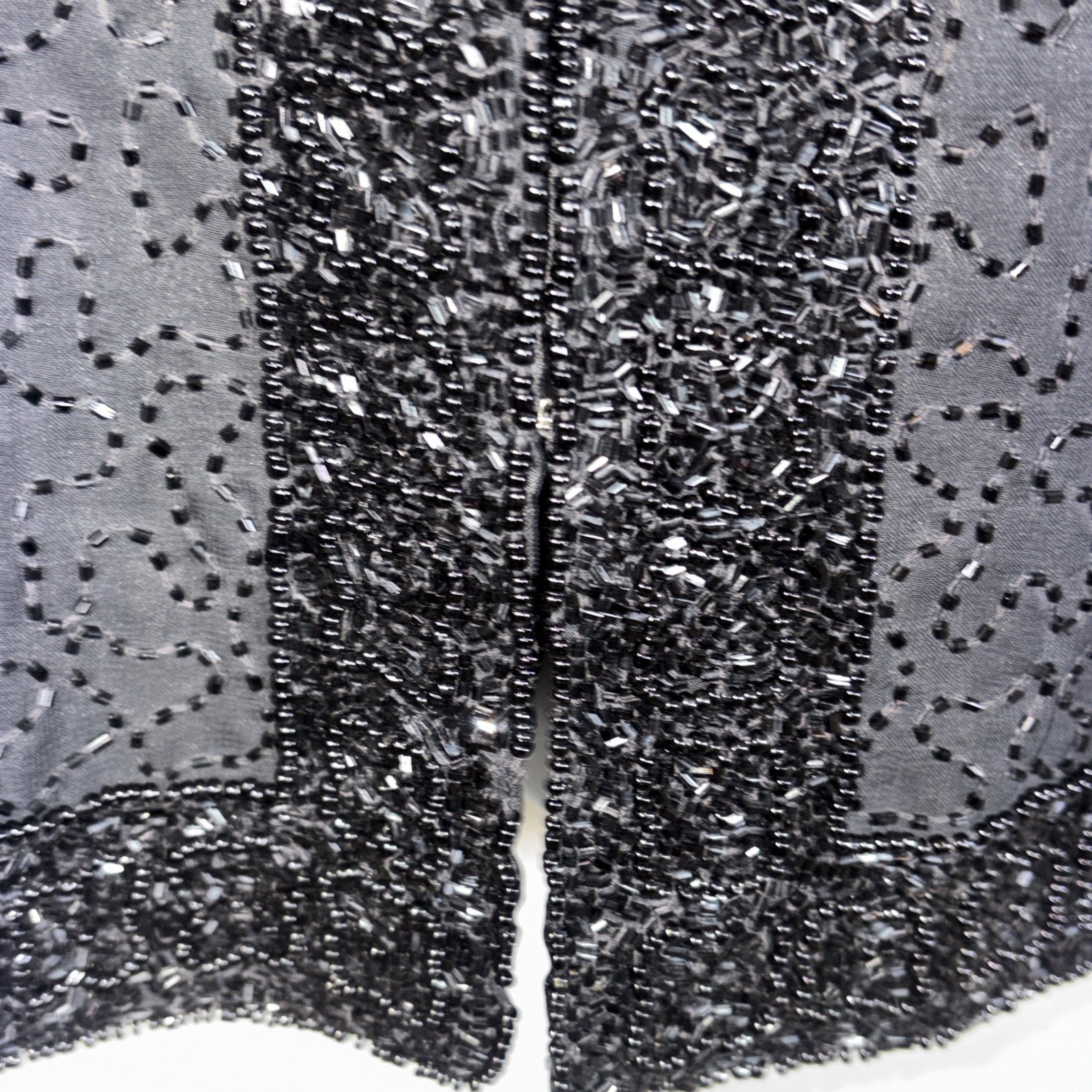 Laurence Kazar Jacket L black fully Beaded Party Mother Cocktail Formal vtg blac