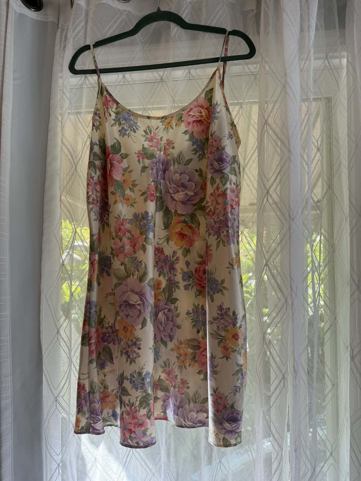 Vintage Private Luxuries Floral Satin Chemise Nightgown Slip XXL Made in USA