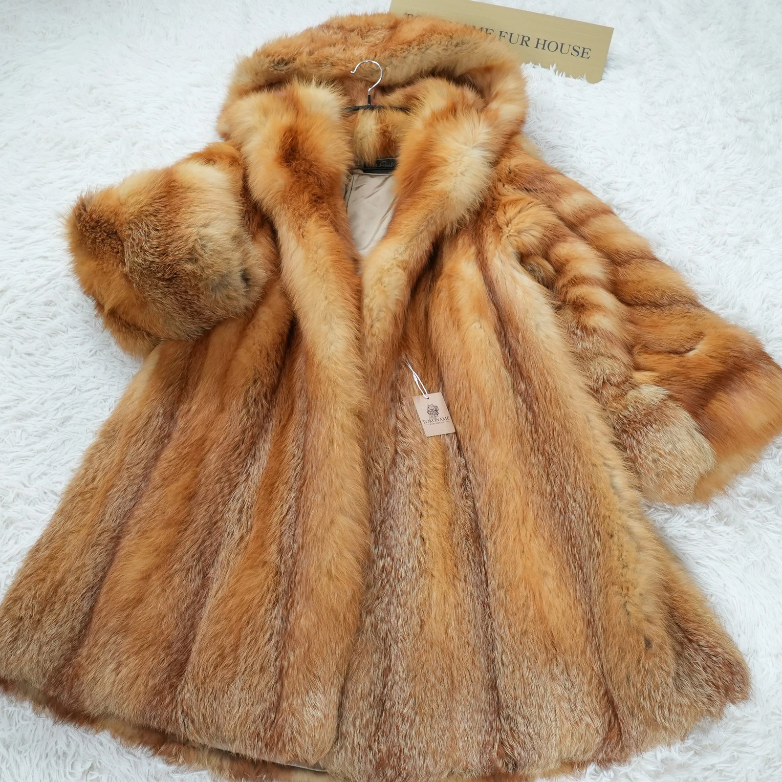 Red Fox Hoodie Long Coat – Genuine Vintage Fur From Japan