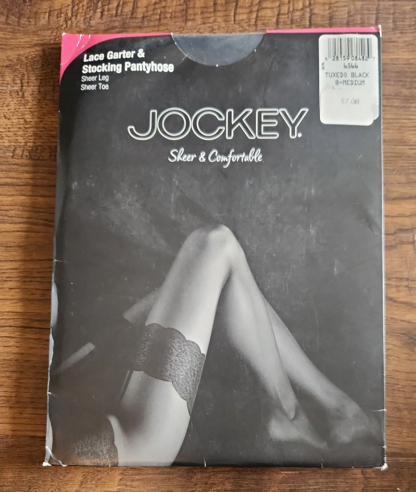 Jockey Rare Lace Garter & Stocking Pantyhose Medium Tuxedo Black