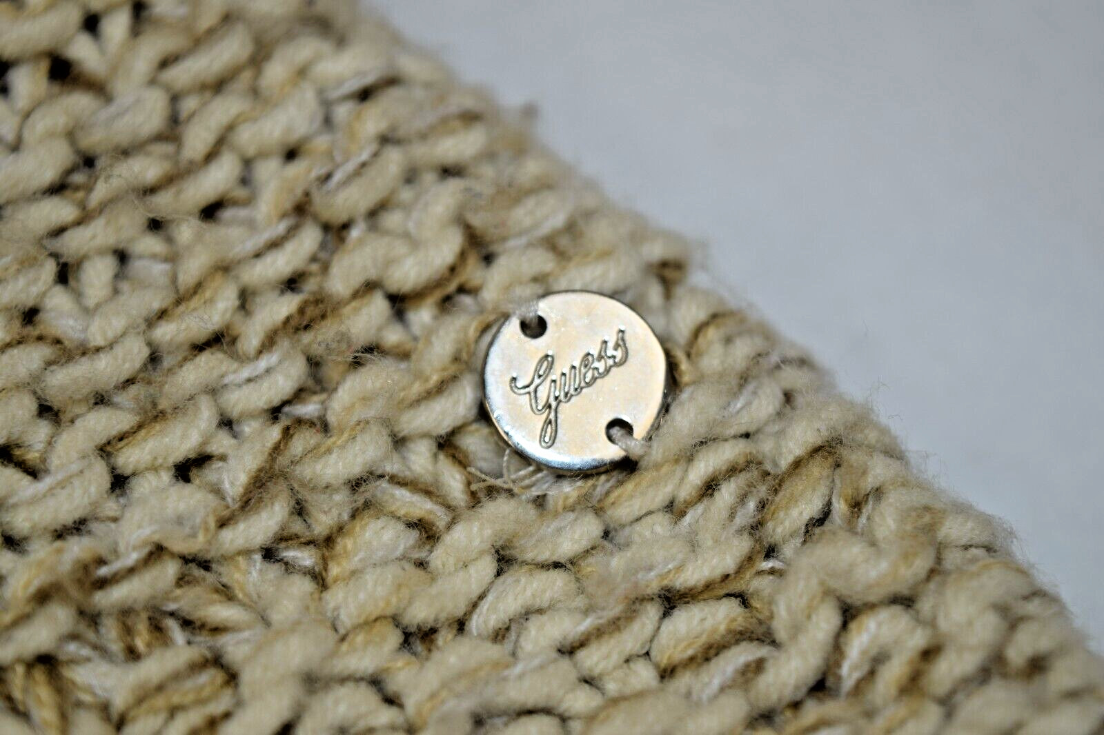 Vintage Guess Jeans Knit Sweater Size S/M 90s Oatmeal Beige Collared Belted Wrap