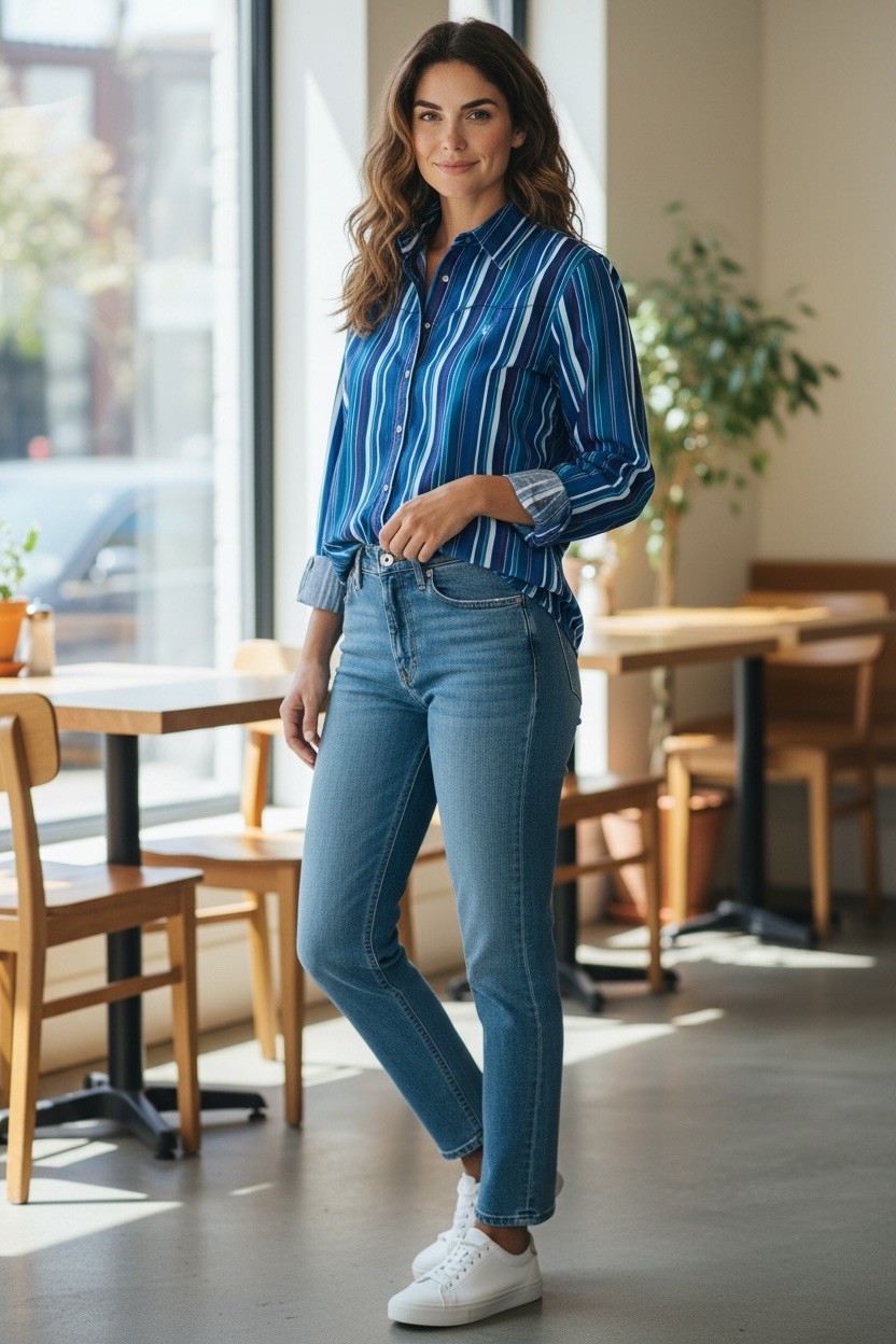 Prior Womens Med Vintage Imperial Westerns Rockabilly Blue Plaid Cowgirl Shirt