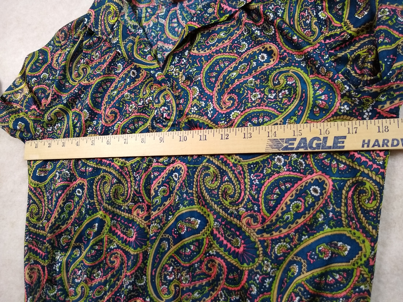 Graff Calif Wear Blouse Pullover Womens S Paisley 70s Disco Mod Vtg Deadstock