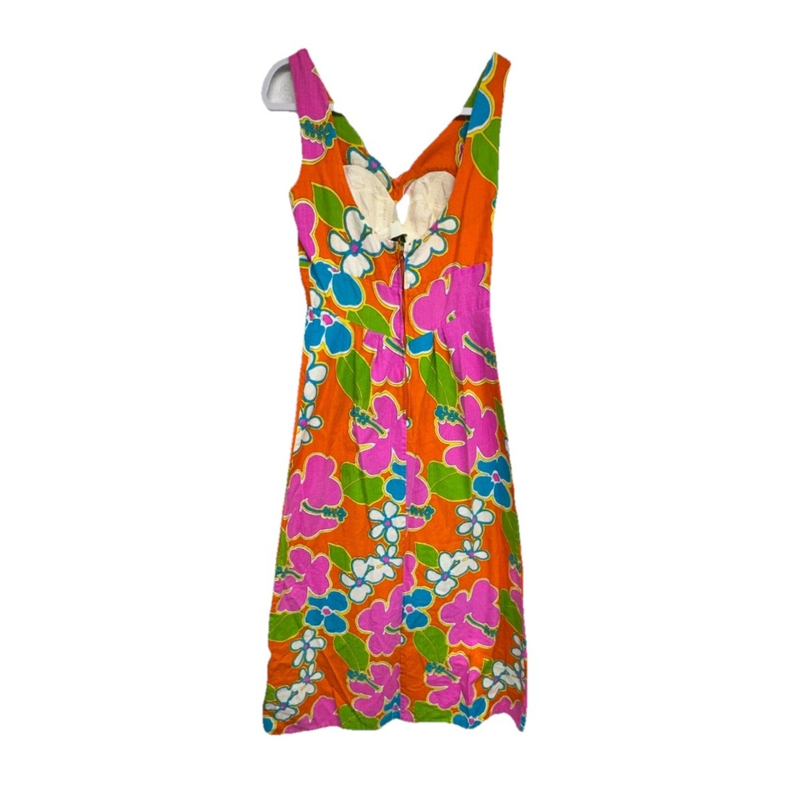 Vintage Dress Malihini Hawaii Designer Collection Maxi Floral Tiki Luau