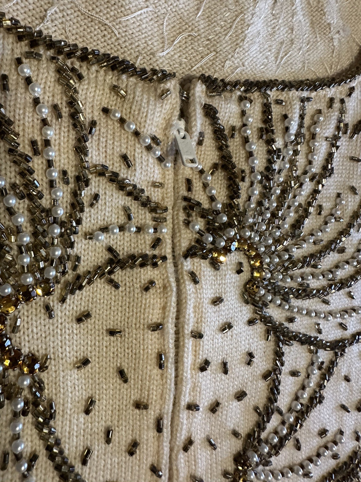 Vintage 60’s Jo-Ro Imports Sz S/M Pure Wool Hand Loomed Sequined Beaded Vest Top