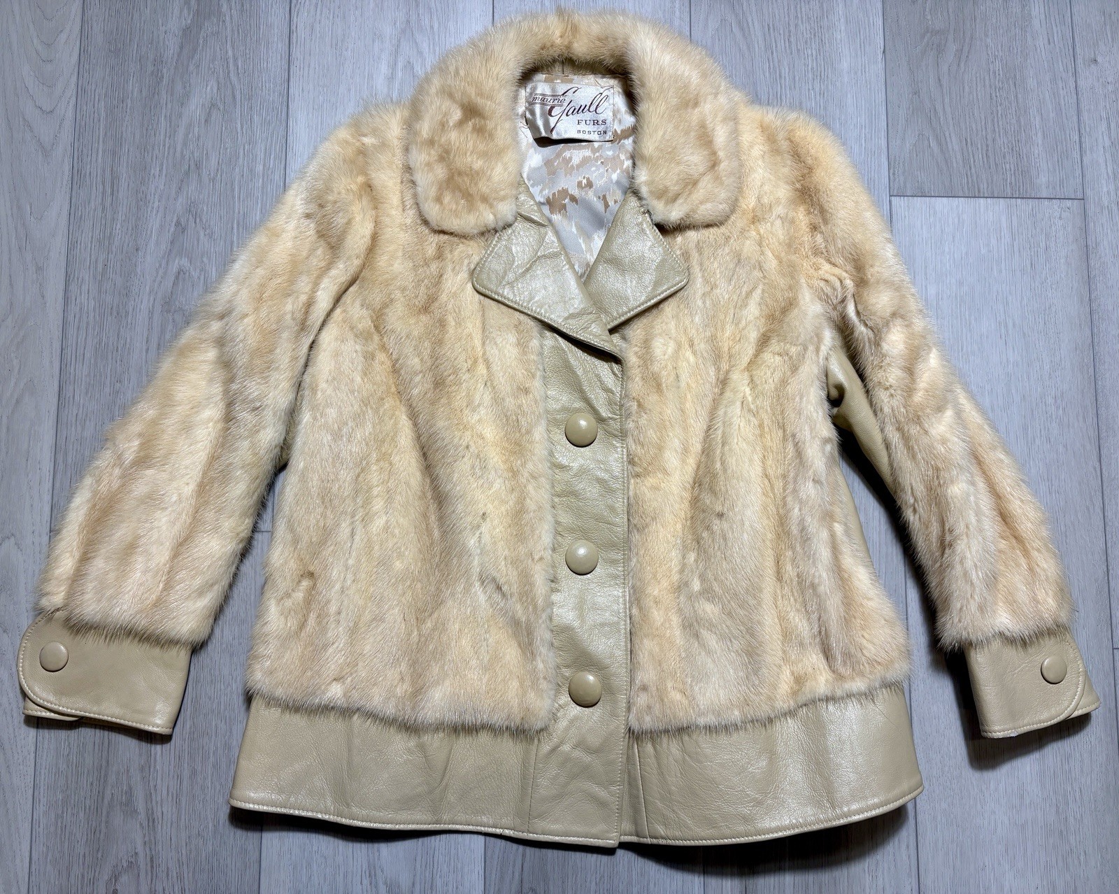 VTG 1960s Maurie Gaull Furs Boston Genuine Fur Leather Trim Coat Women’s Large
