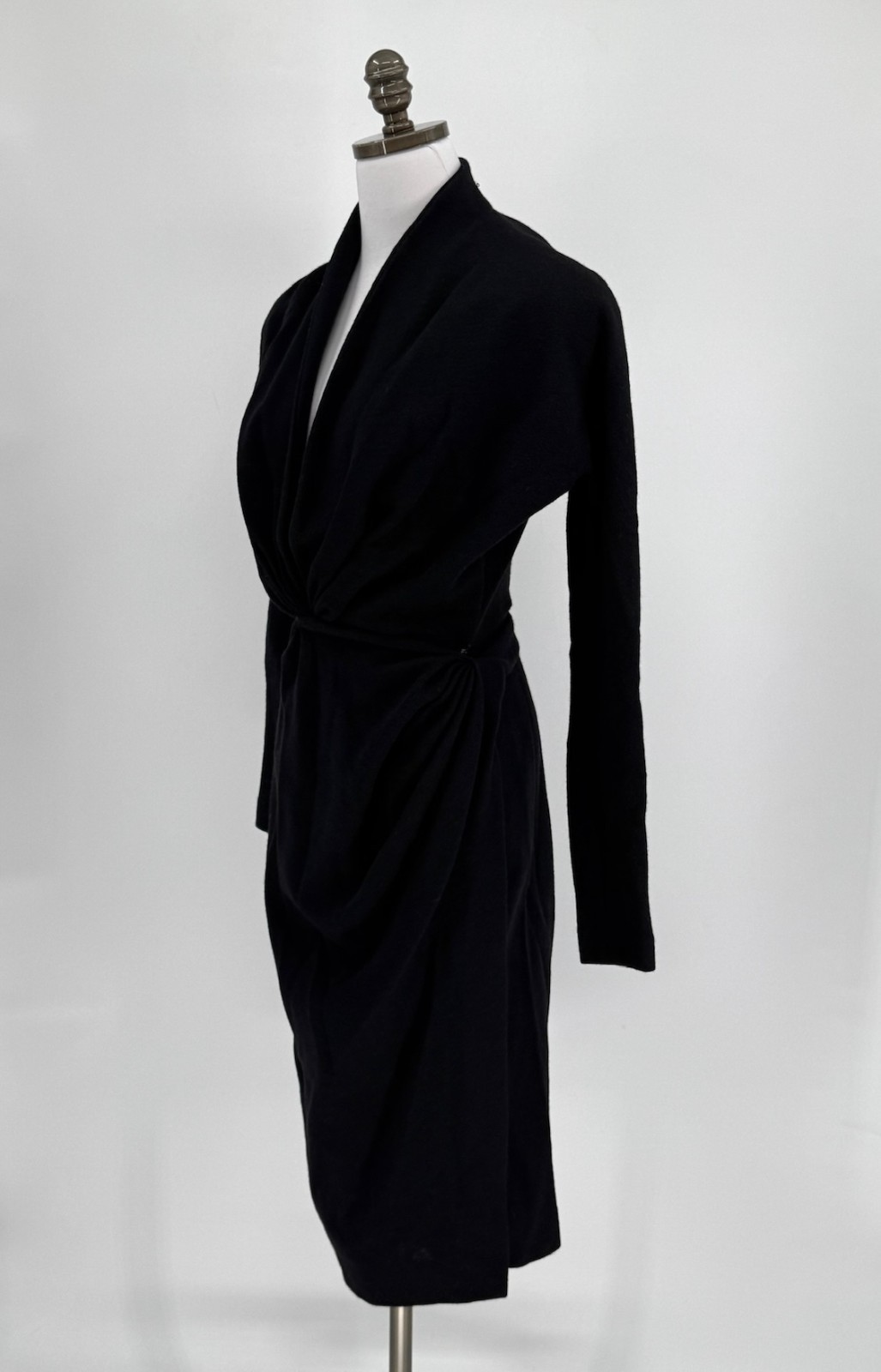 Donna Karan Archival Vintage Black Pure Wool Wrap Dress Sz 10 Union Made