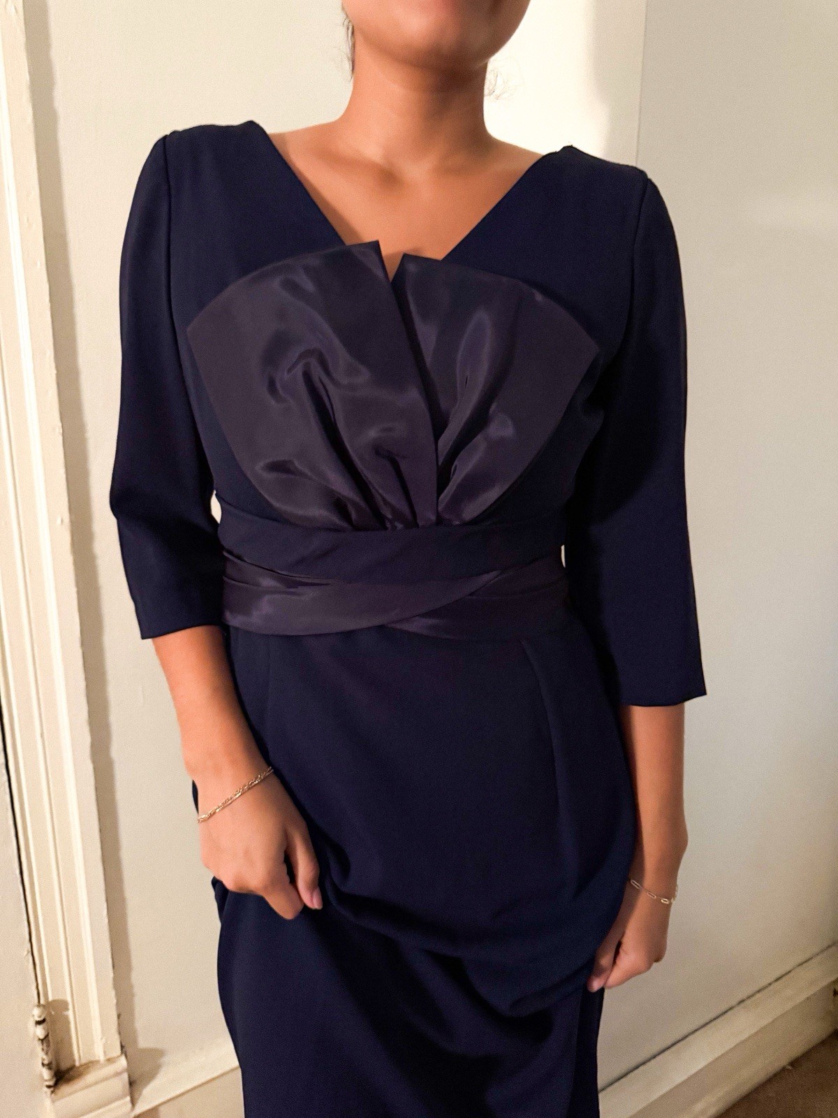 Authentic 1940’s Lora Lenox Dress Lined Navy Blue Cocktail Style Sz SMALL