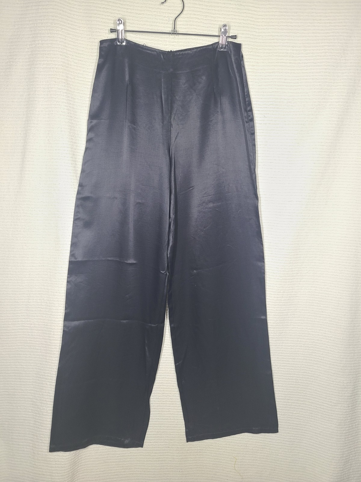 Vtg 1990s Express Black Satin Pants Wide Leg 5/6 31w Mall Brand y2k Evening